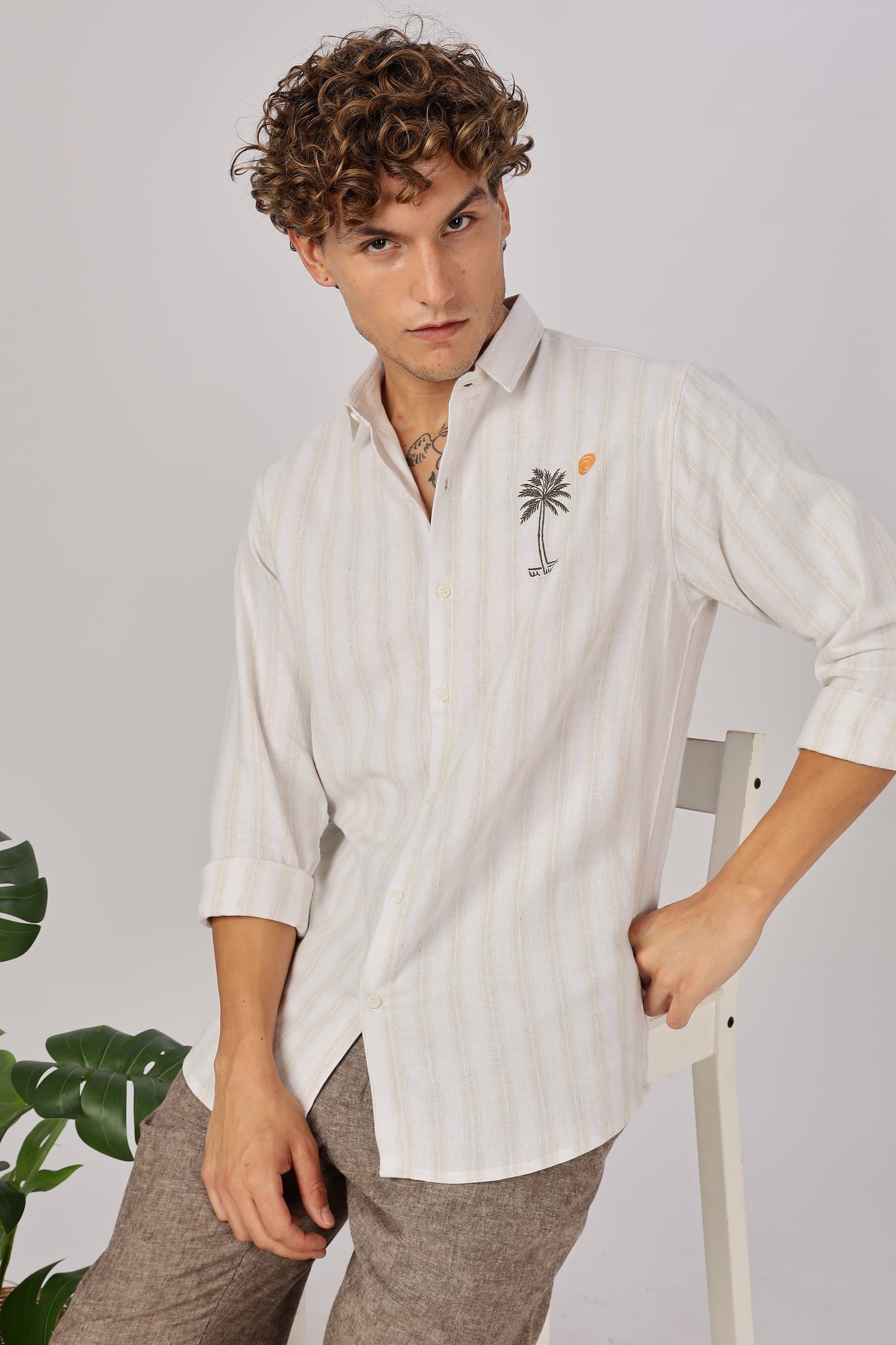 Sunny Side Up Embroidery Stripes Shirt