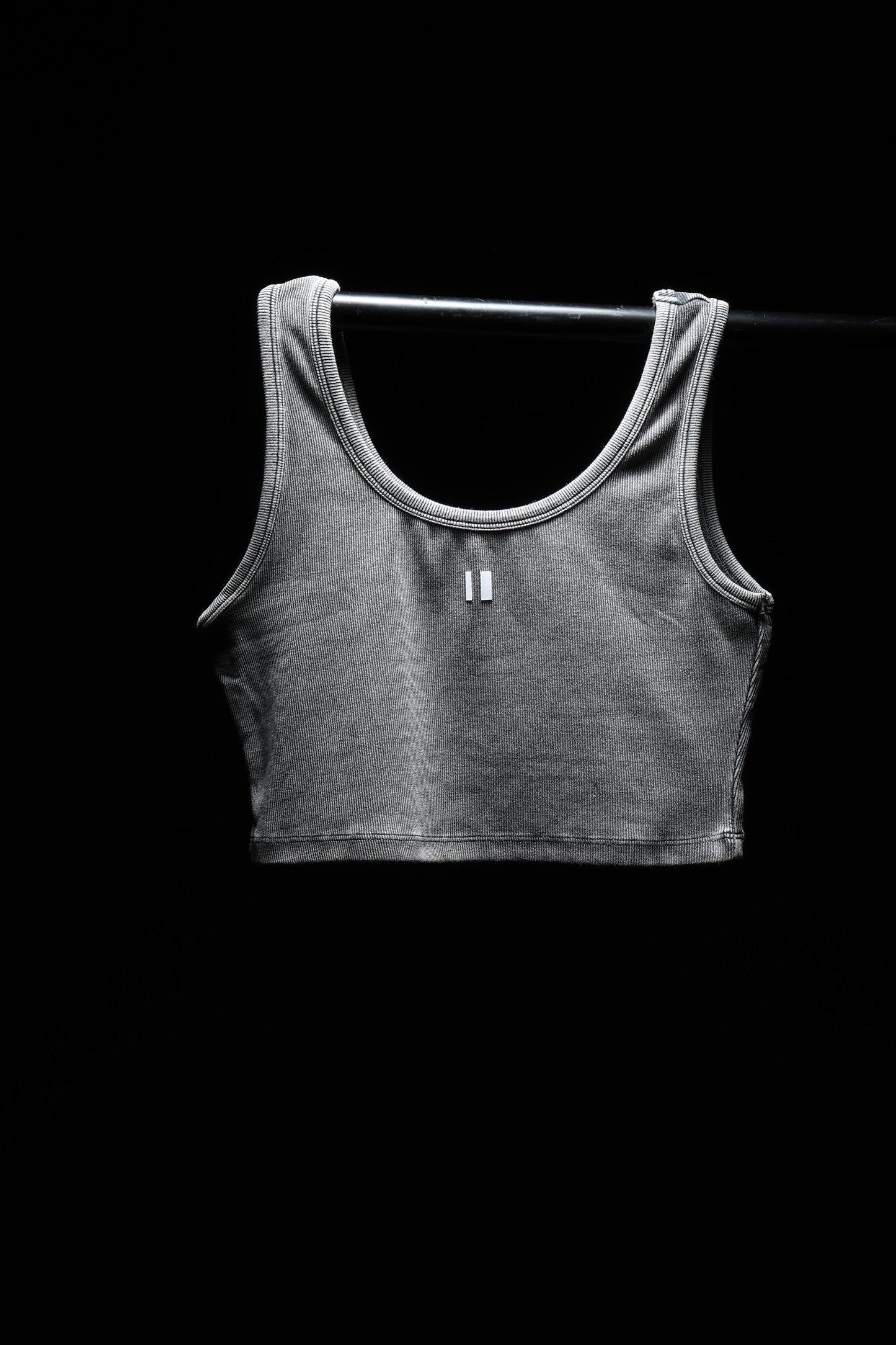 Grey Ribbed Crop Stone Wash