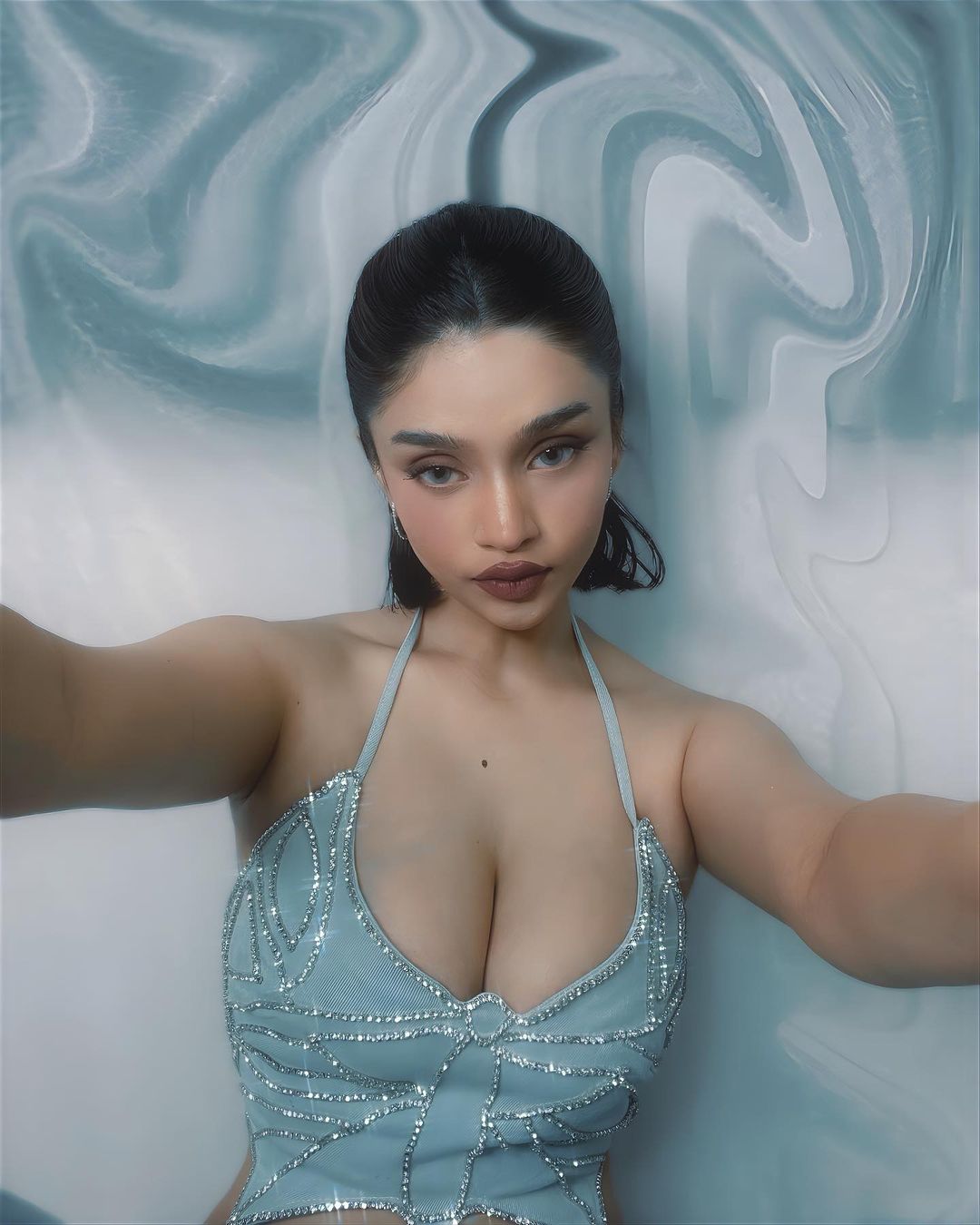 Rhinestone Embellished Butterfly Top