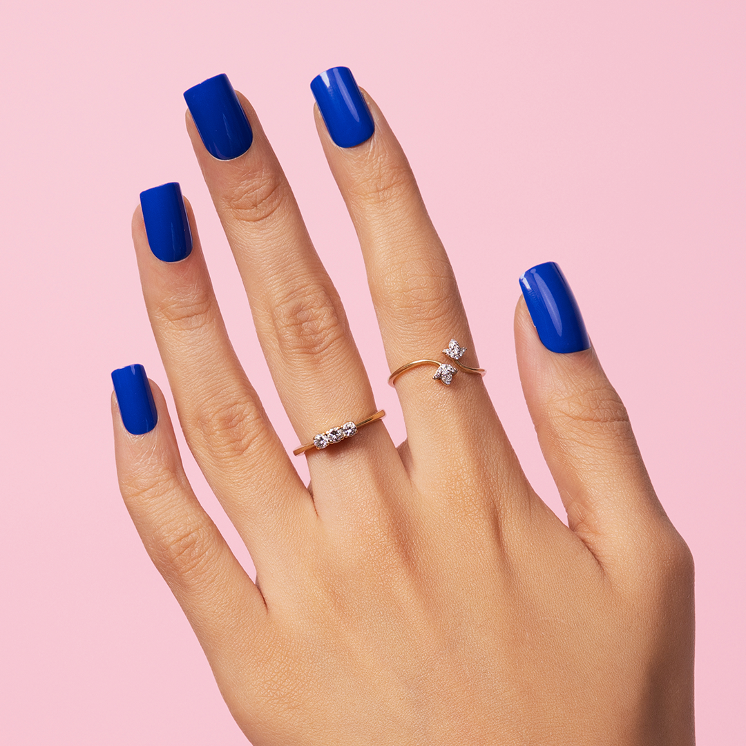 Royal Blue with Nail Glue + Nail Glue Sticker | Medium, Square Press-On Nails