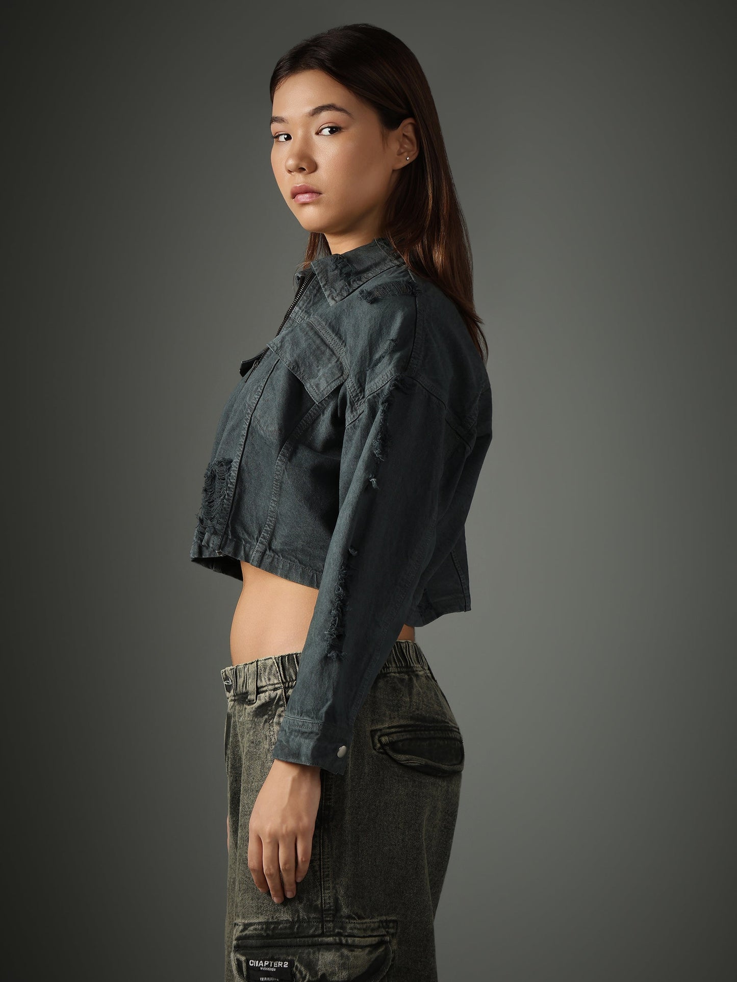 Olive Cropped Jacket