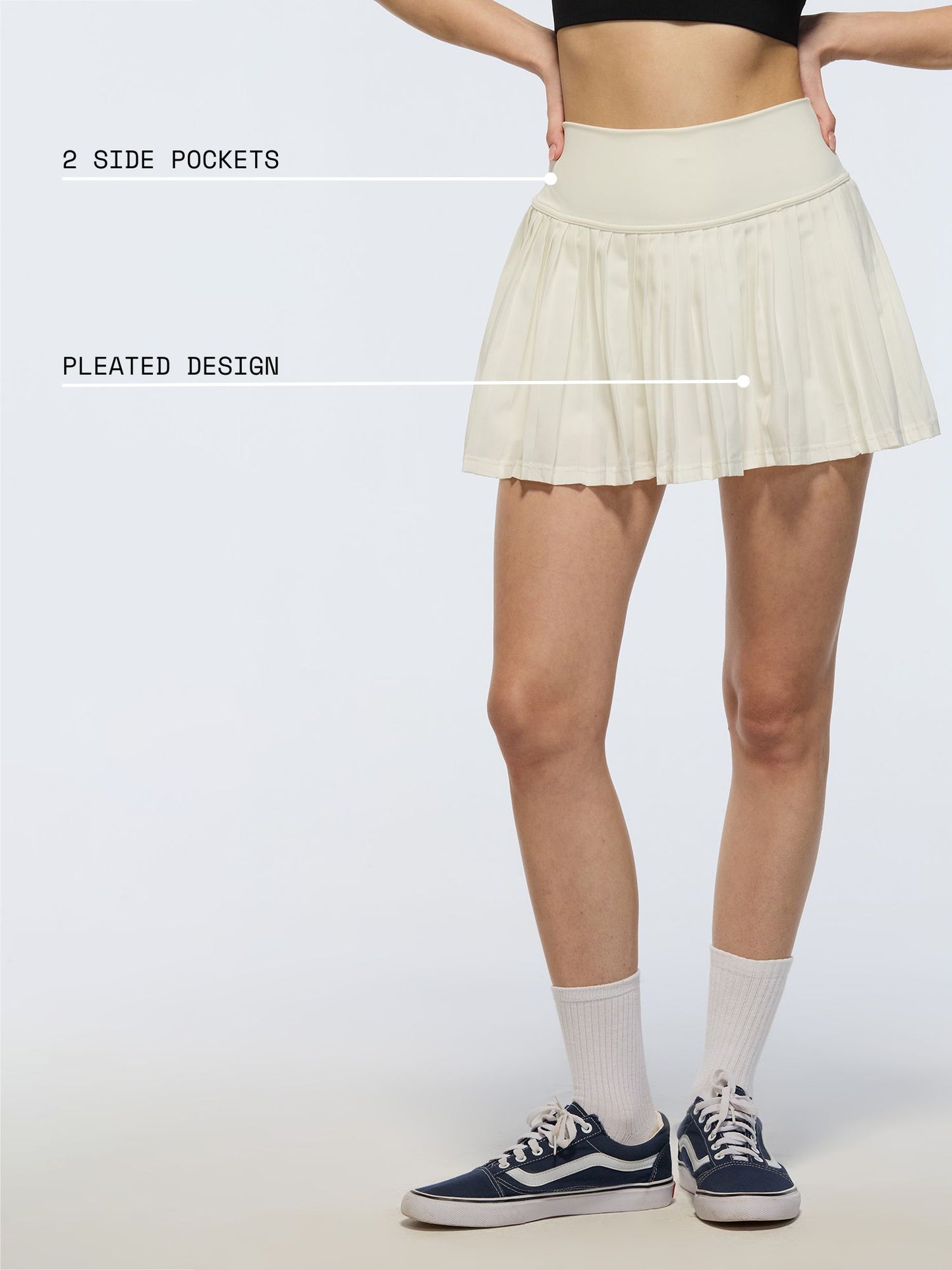 Ivory Plie Pleated Skort