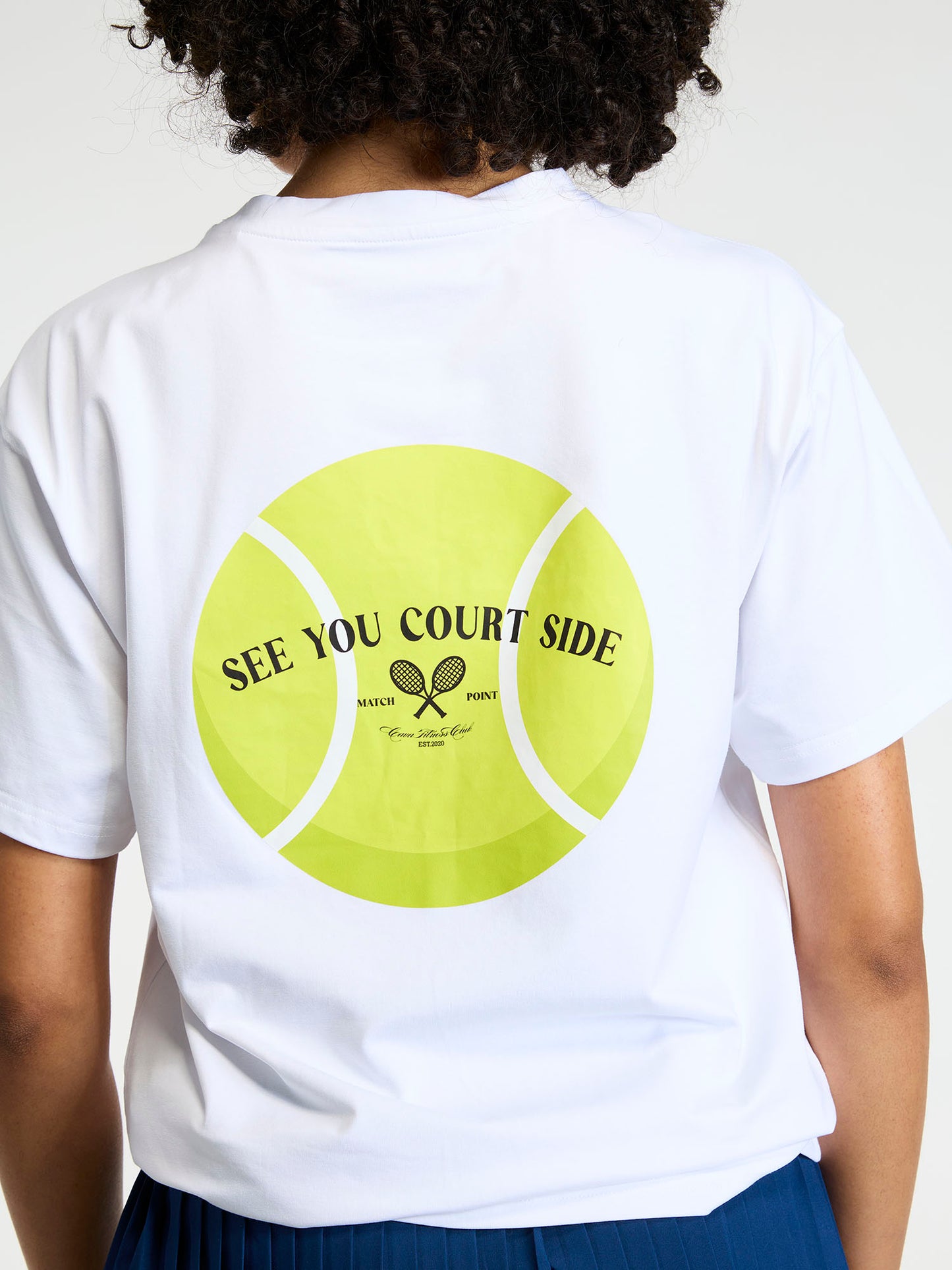 White Courtside Oversized Printed Tee - Women
