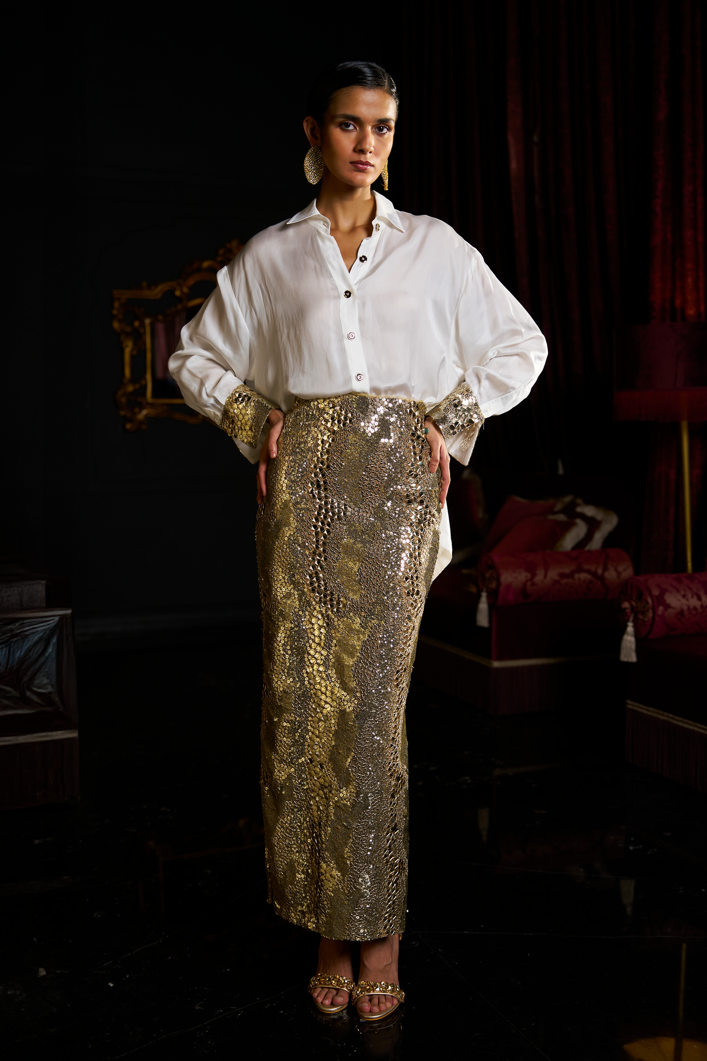 MIRROR AND SEQUIN SKIRT