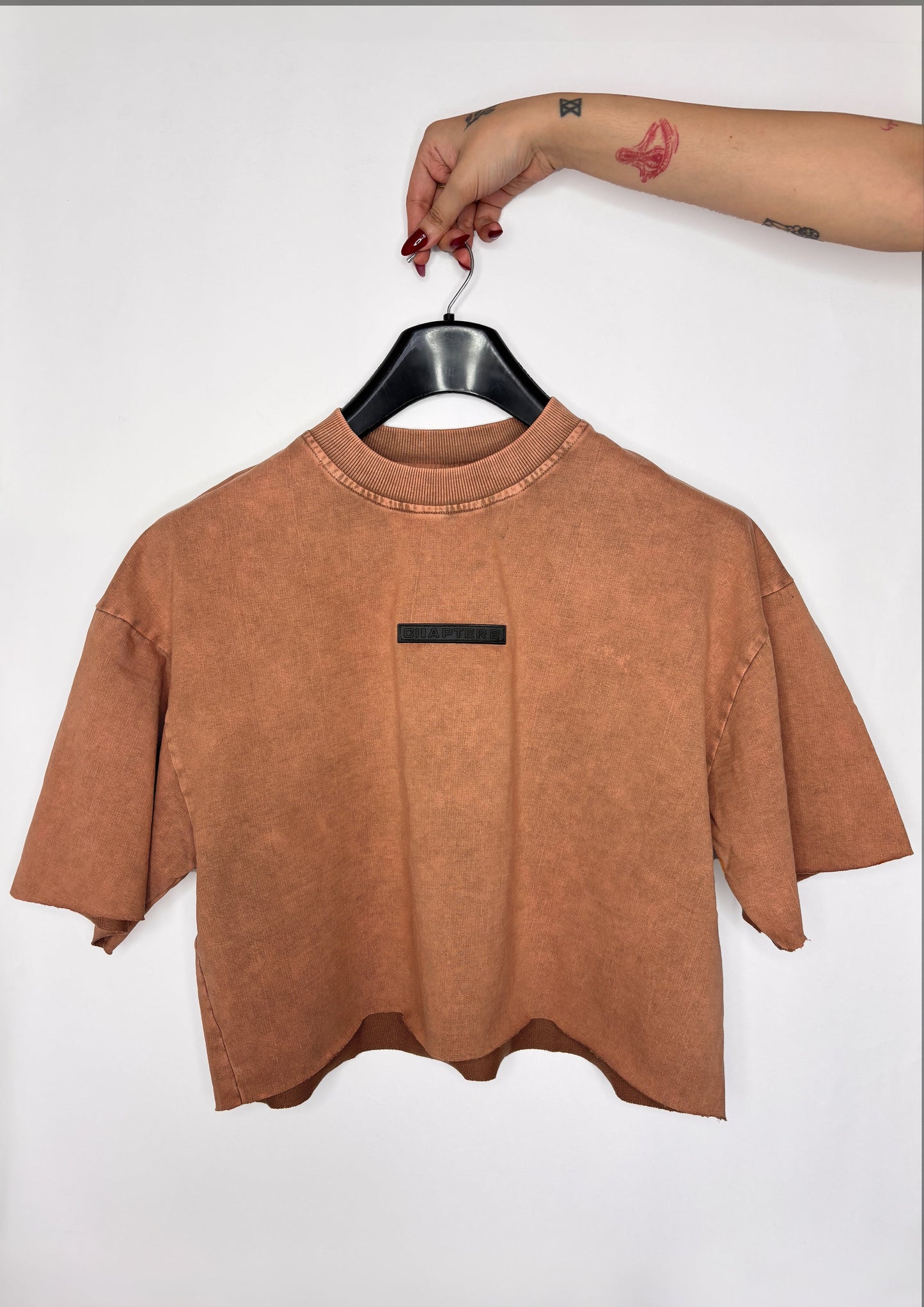 Rust acid wash crop top