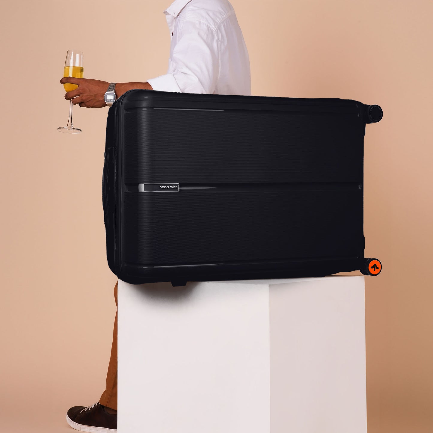 Nasher Miles The Line Hard-Sided Polypropylene Check-in Luggage Black 28 inch |75 Trolley Bag