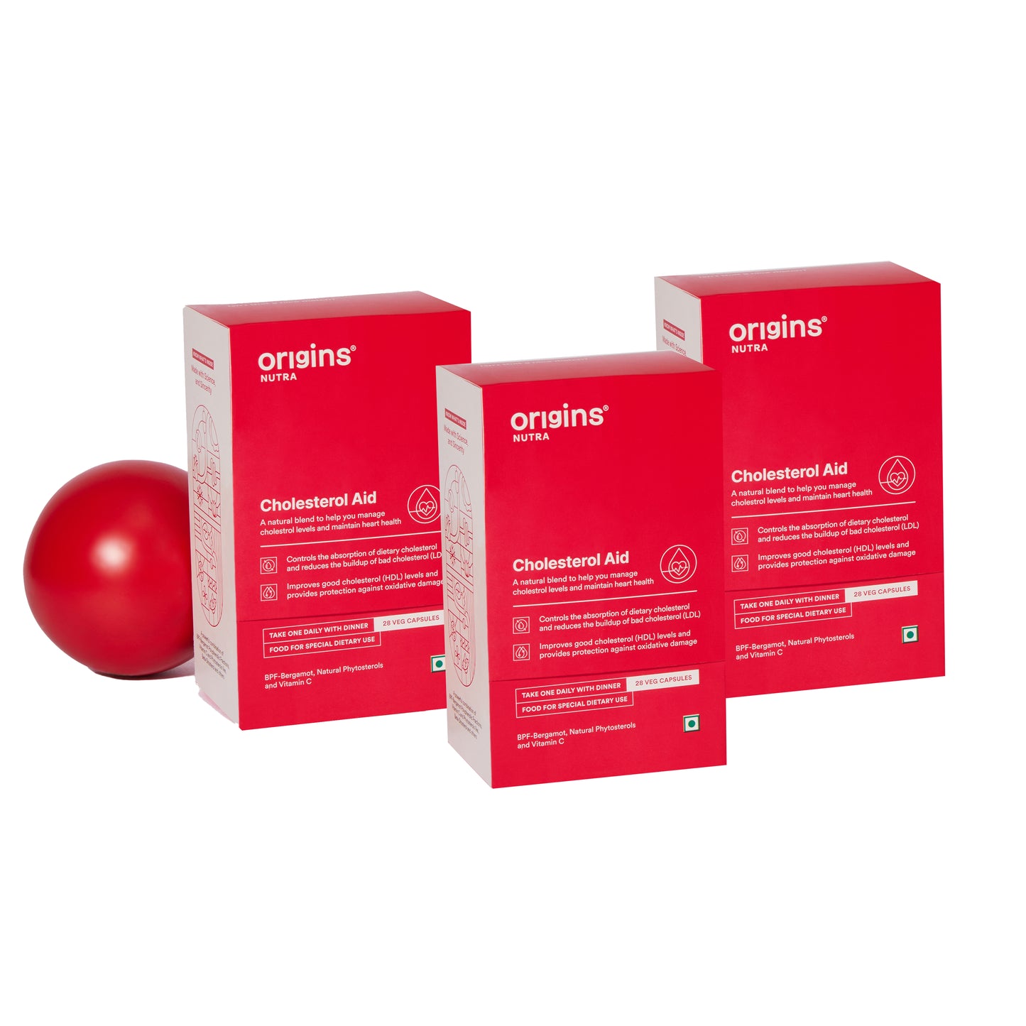 Origins Nutra Cholesterol Aid |Cholesterol Balance, Helps Reduce LDL, Boosts HDL |Plantsterols, Pomegranate Extract, Eriocitrin, Policosonal | Vegan-Friendly|For Men & Women|28 Veg Capsules.