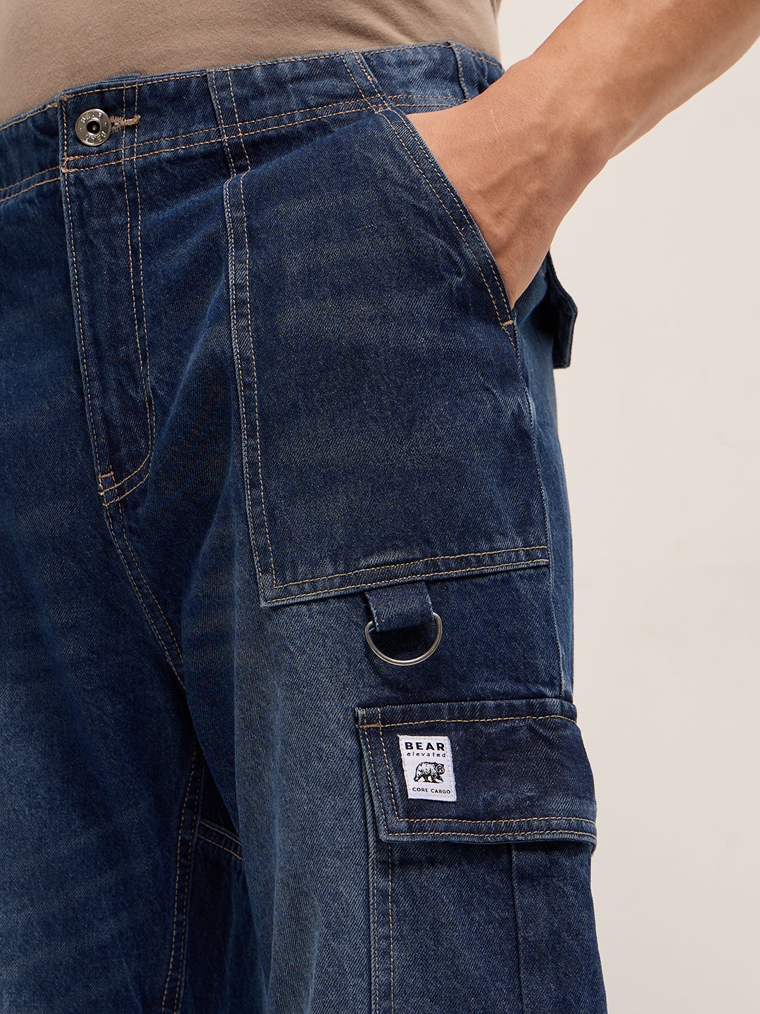 Men's Baggy Fit Jogger-Style jean with Cargo Pockets DBN-ZIARO-DB