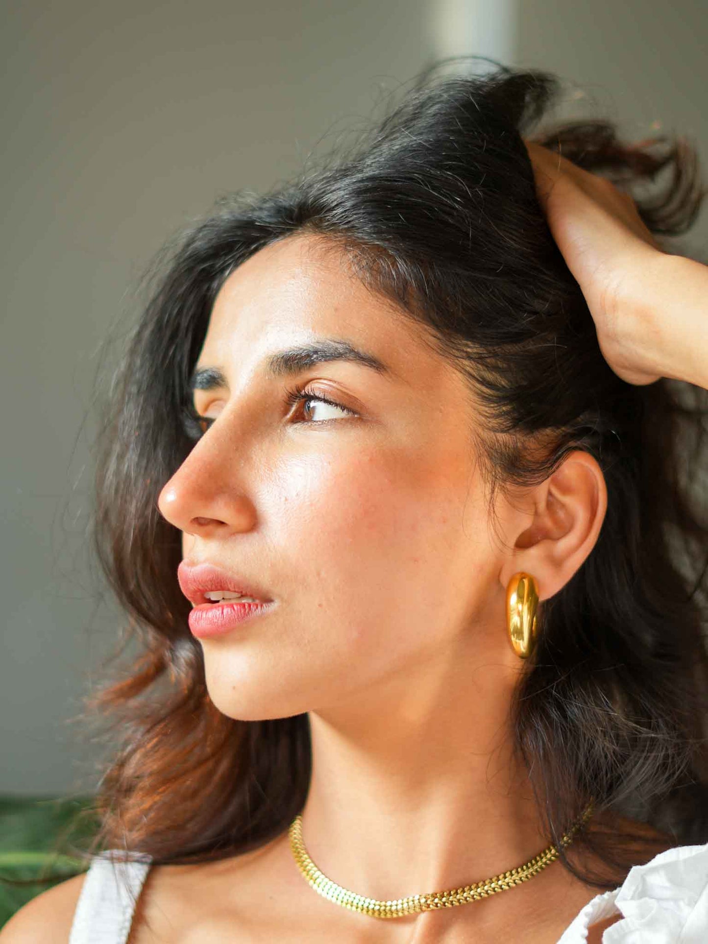 Chunky Half Hoop Earring 18k Gold Plated