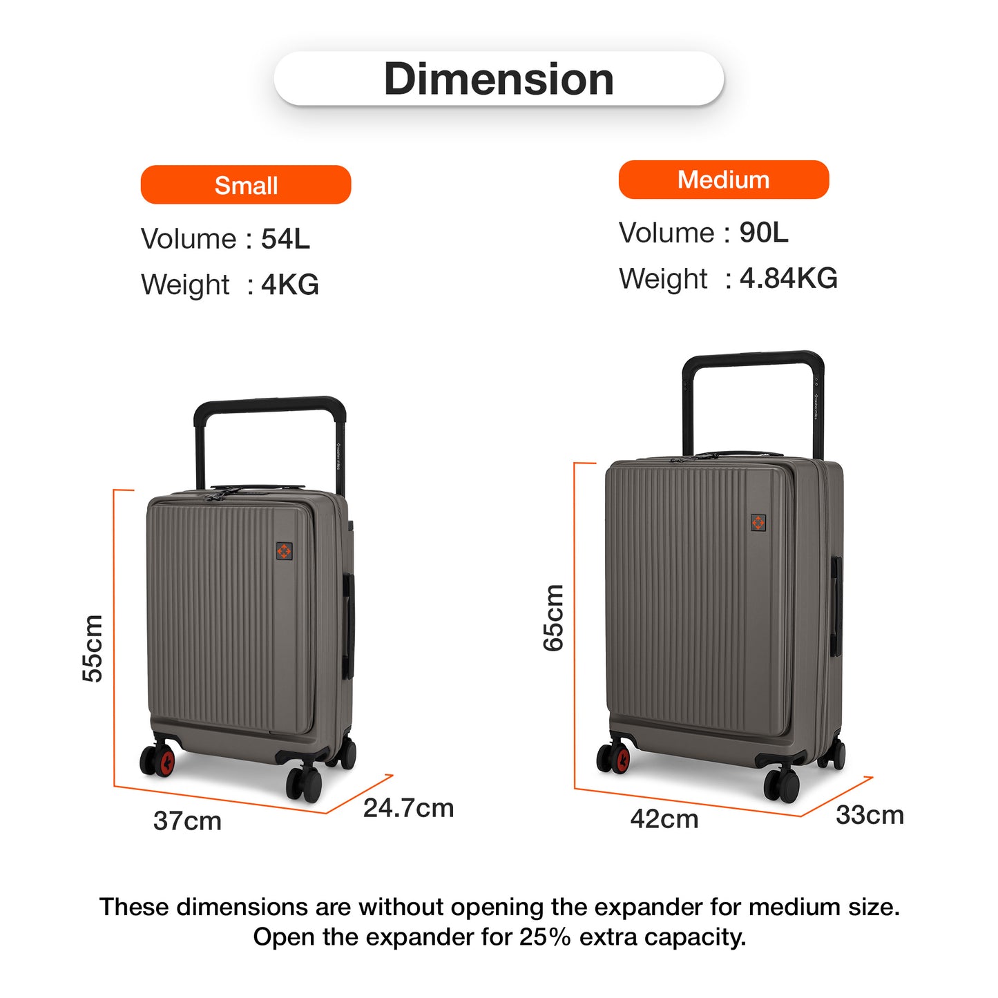 Nasher Miles Silicon Valley Expander Hard-Sided Polycarbonate Wide Telescopic Handle Front Opening Check-In Luggage Copper Silver 24 inch |65 Trolley Bag