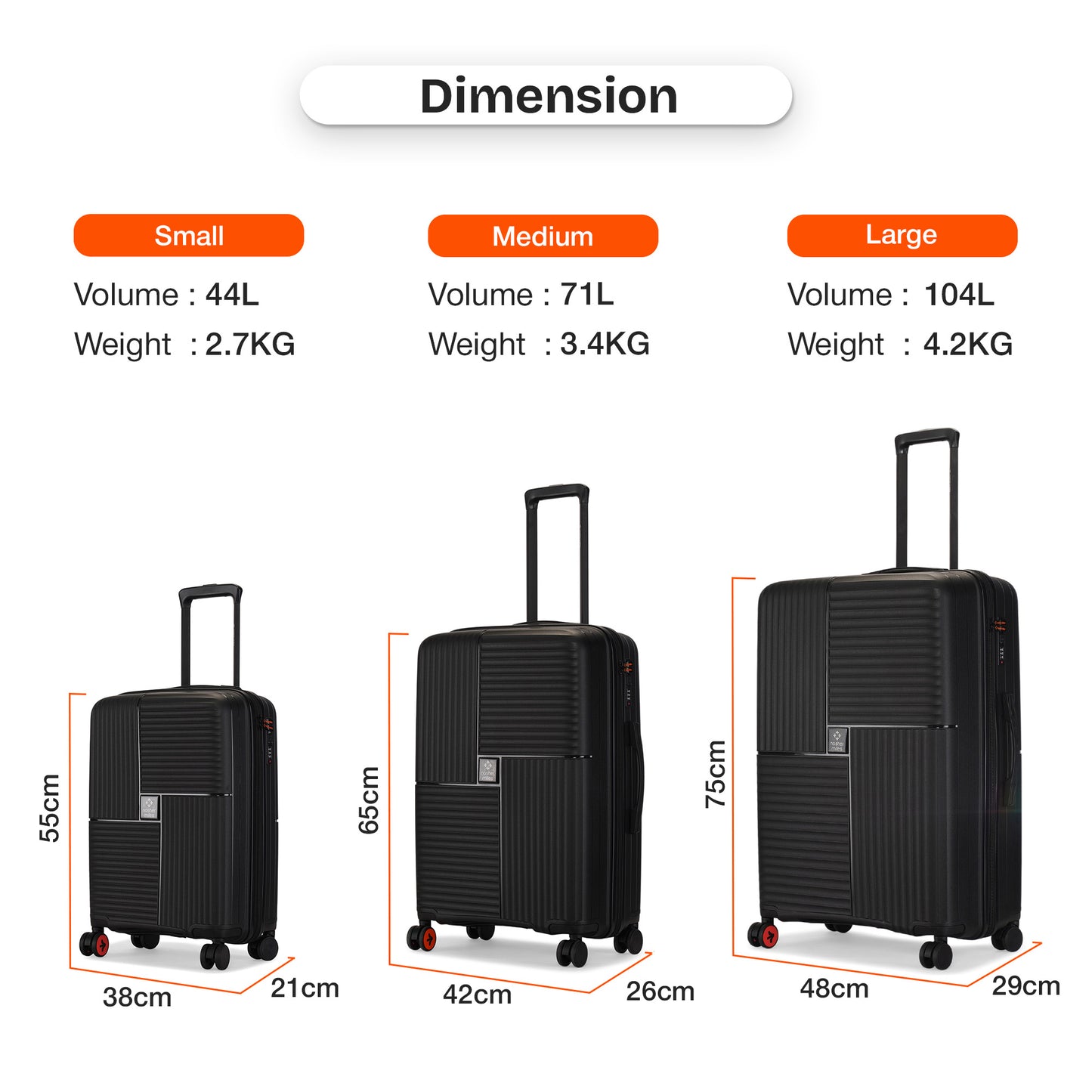 Nasher Miles Singapore Hard-Sided Polypropylene Check-in Luggage Black 24 inch |65 Trolley Bag