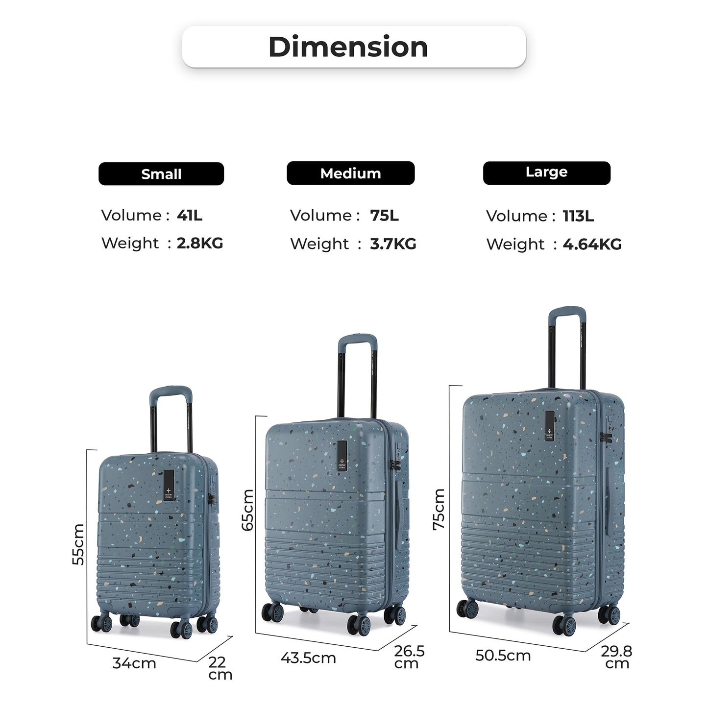 Nasher Miles Venice Hard-Sided Polycarbonate Check-in Terrazzo Printed Luggage 28 inch | 75cm | 8 Wheels Large Trolley Bag for Travel | Suitcase (Blue)