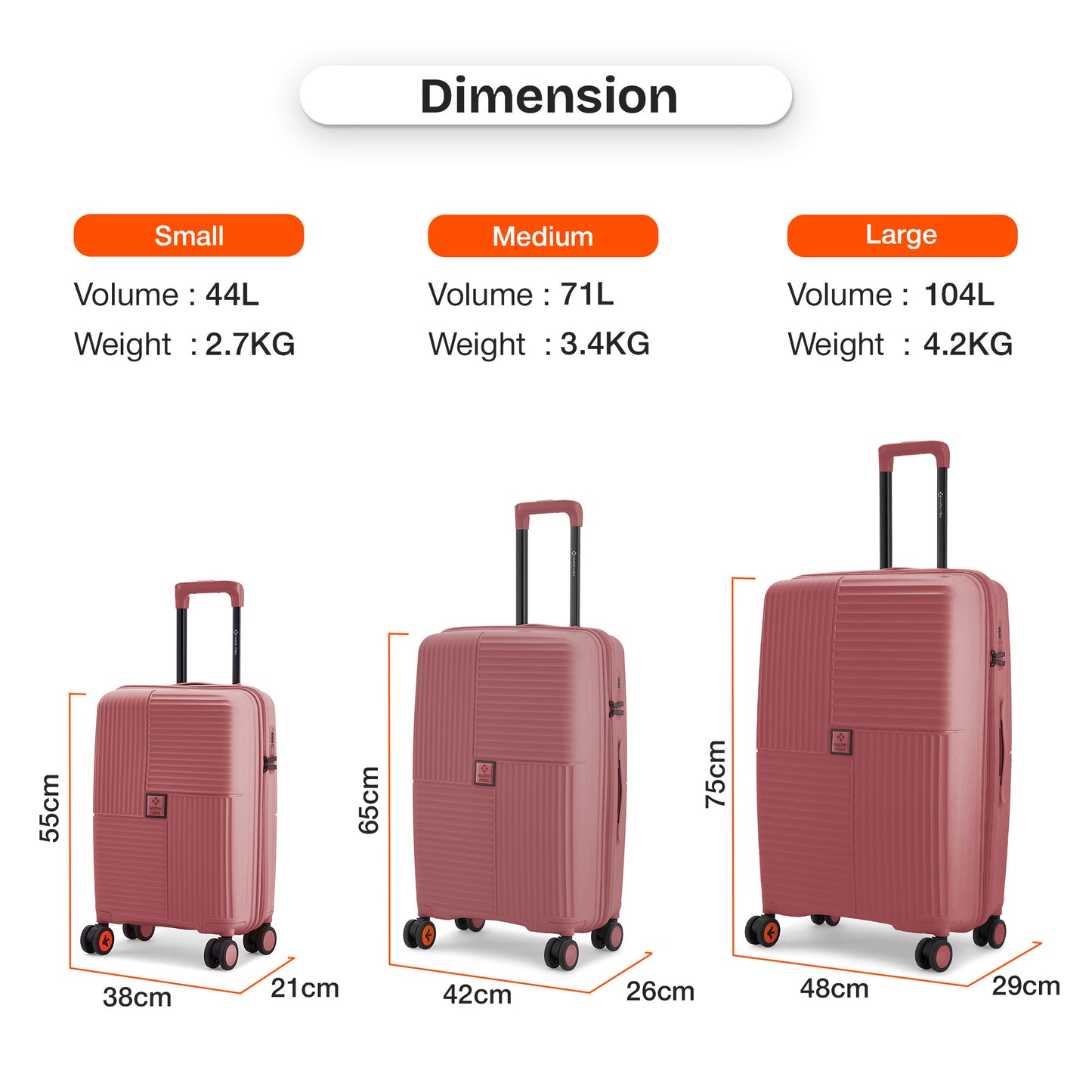 Nasher Miles Singapore Hard-Sided Polypropylene Check-in Luggage Rose Gold 24 inch |65 Trolley Bag
