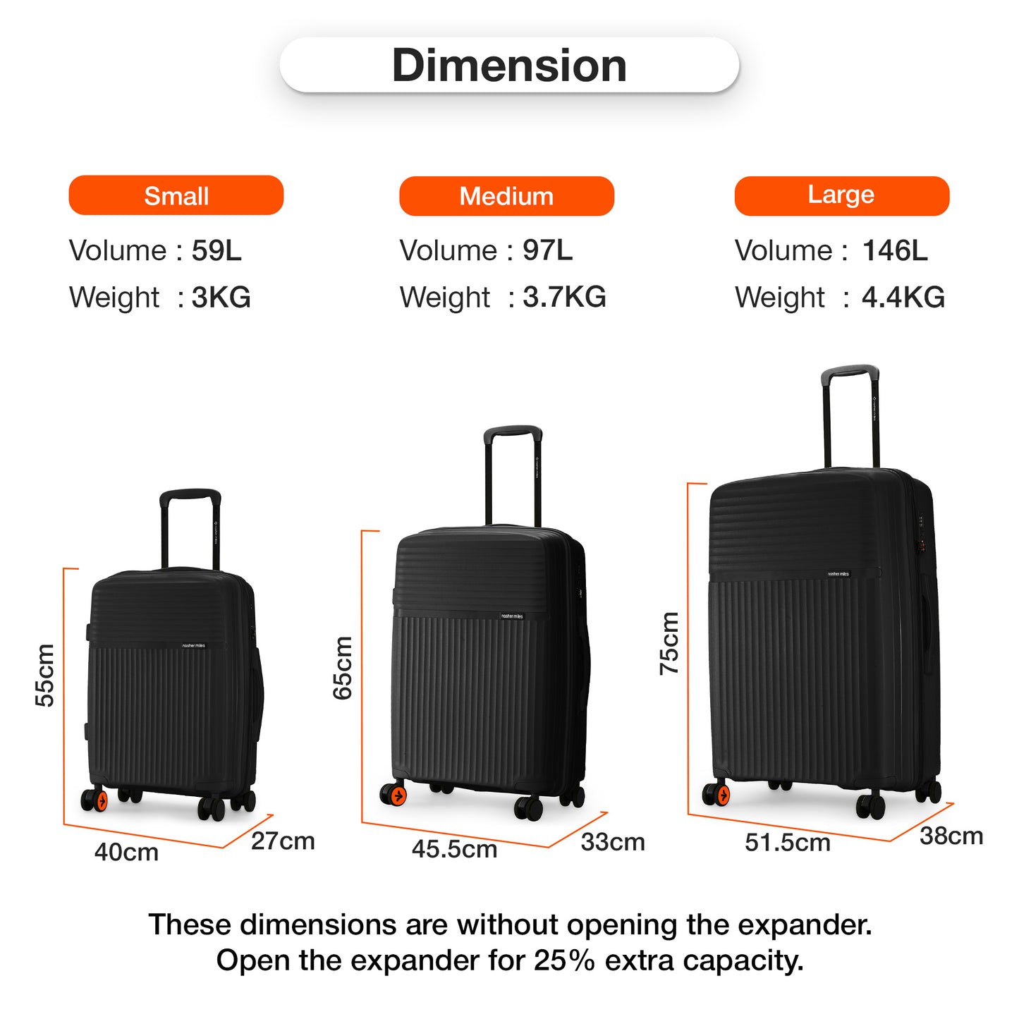 Nasher Miles Krabi Expander Hard-Sided Polypropylene Check-in Luggage Black 28 inch |75 Trolley Bag