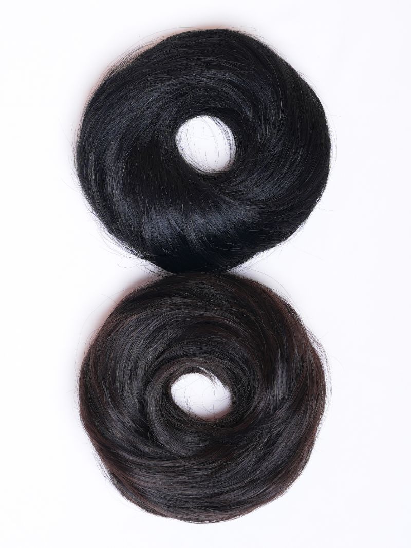 Human Hair Donut Scrunchie Black | Nish Hair