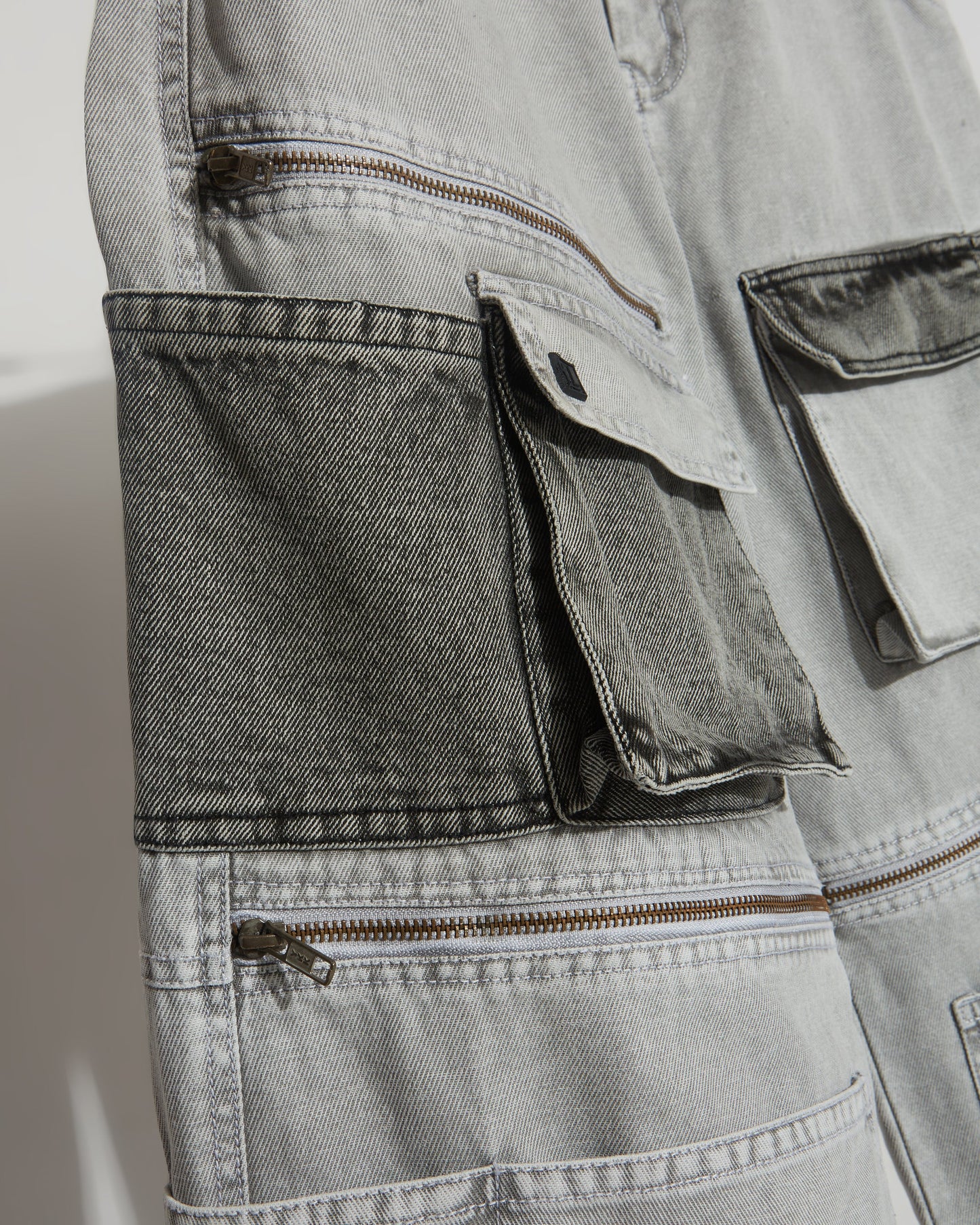 Enzyme Wash Utility Denim with multi-pocket design