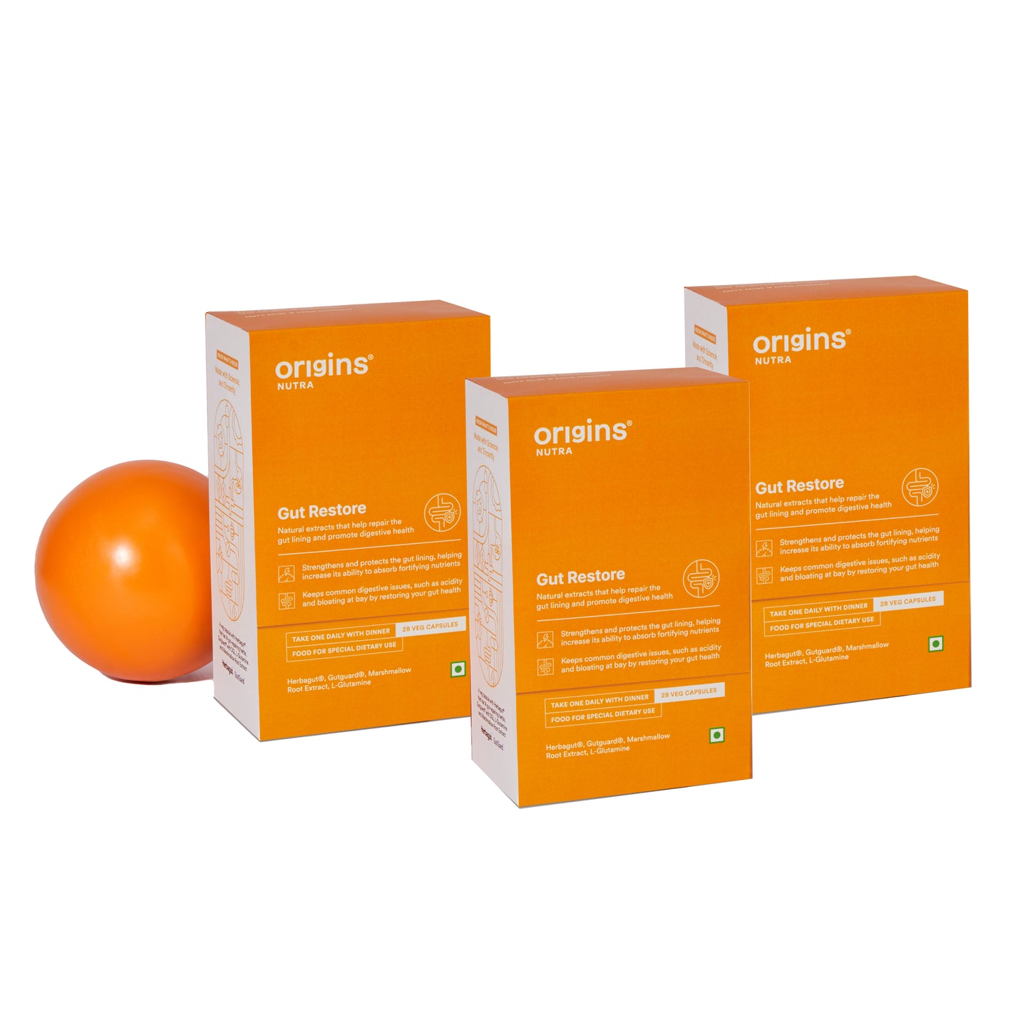 Origins Nutra Gut Restore| Leaky Gut Supplement| Gut lining,GERD, IBS,Constipation relief Herbal Blend with L-Glutamine| Non-GMO| GMP Certified| For Men&Women 28 Veg Capsules