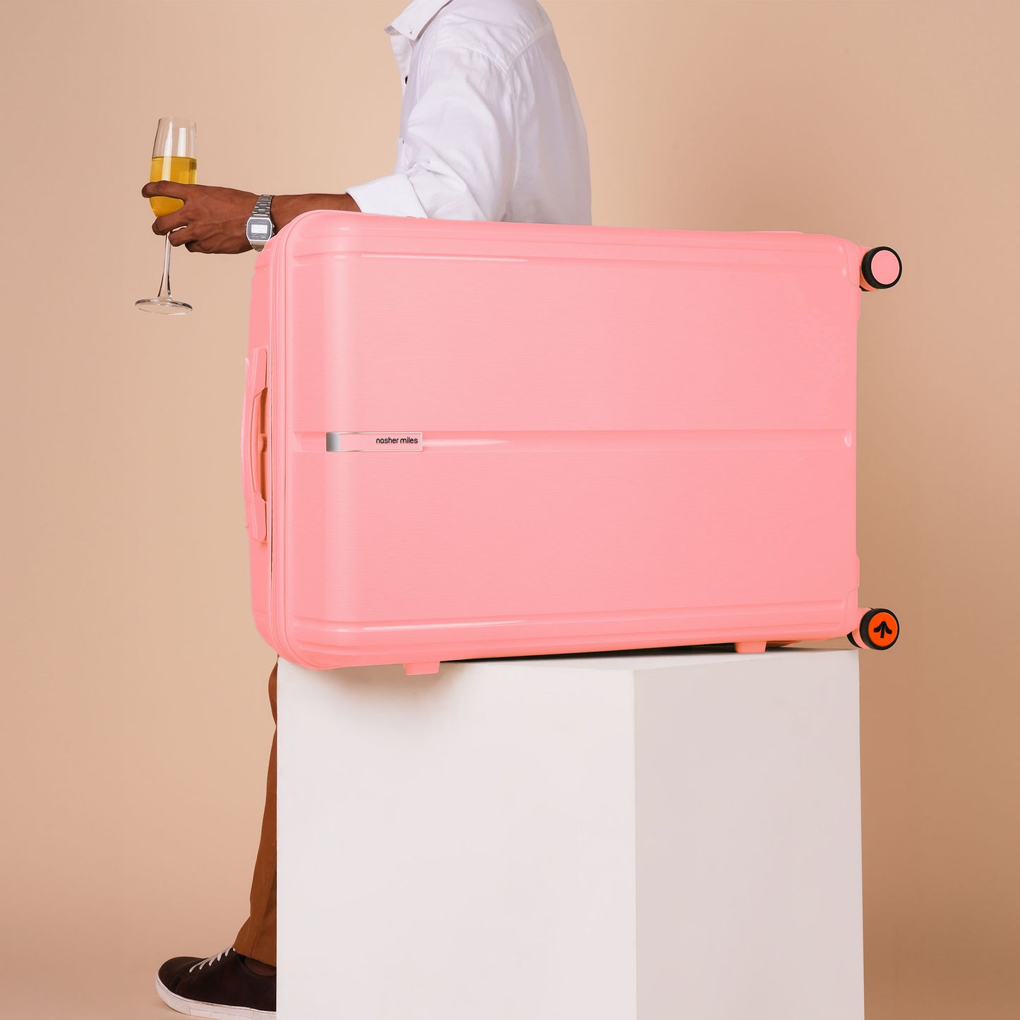 Nasher Miles The Line Hard-Sided Polypropylene Check-in Luggage Pink 28 inch |75 Trolley Bag