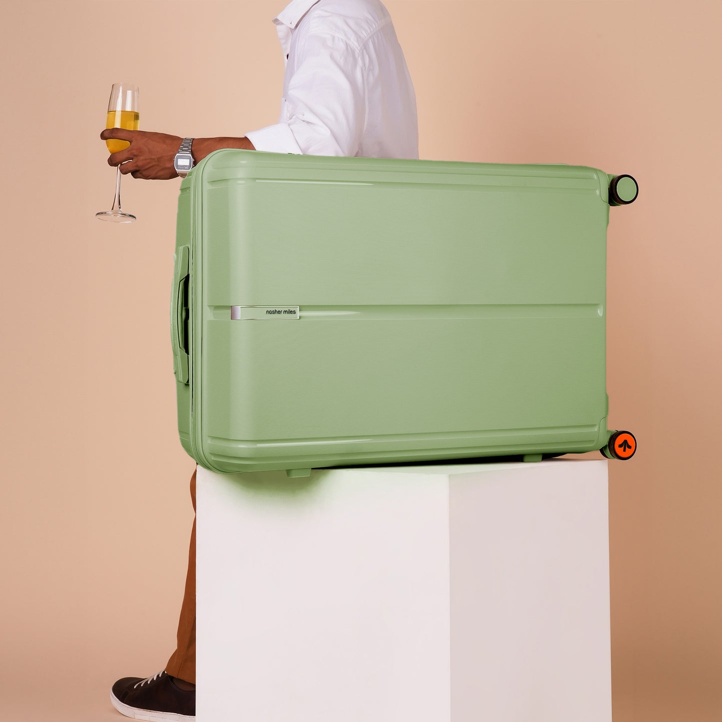 Nasher Miles The Line Hard-Sided Polypropylene Check-in Luggage Avacado Green 28 inch |75 Trolley Bag