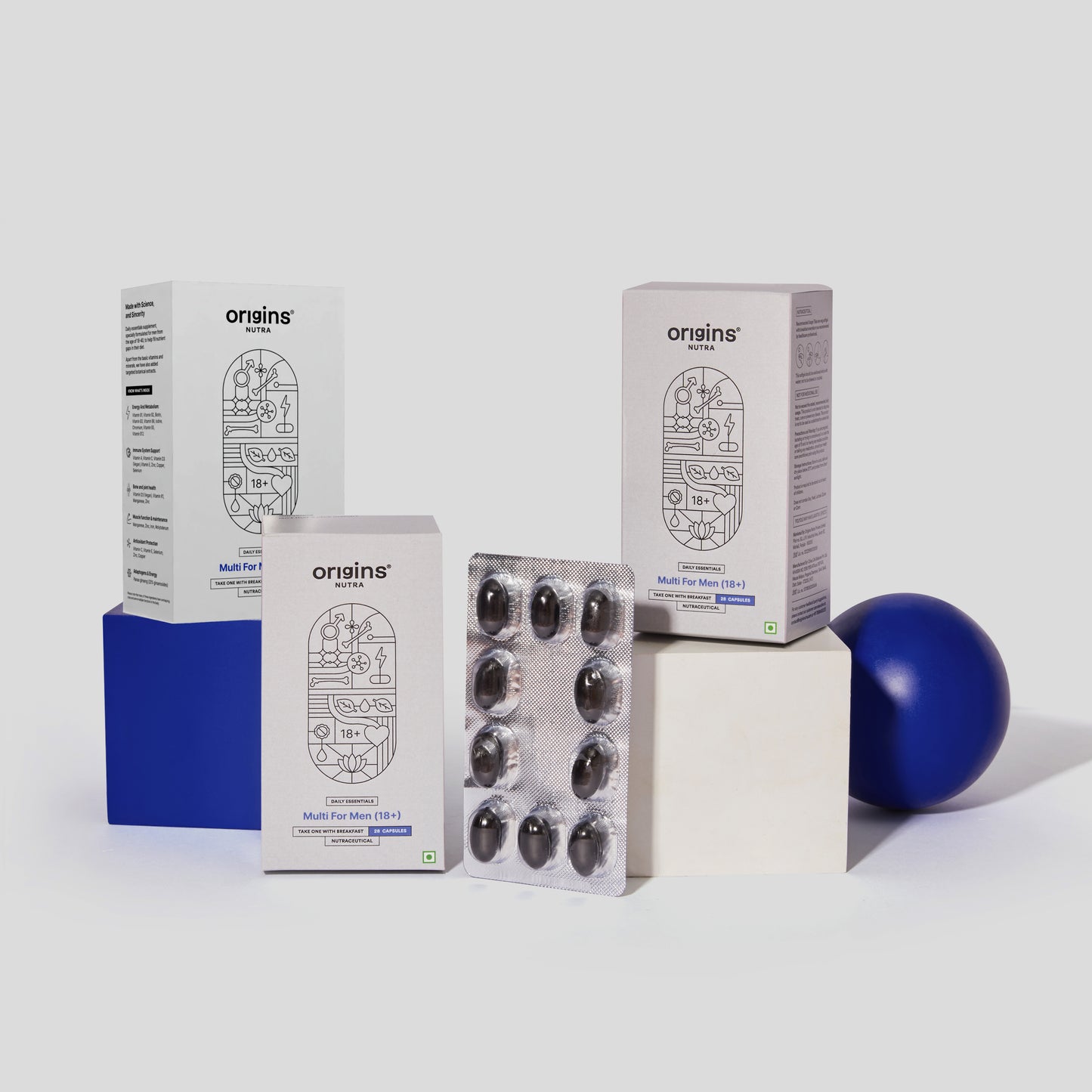 Origins Nutra Multivitamin for Men (18+) Boosts Energy and Metabolism, Immune Support, Cognitive Health, Muscle Function, Strengthens Bone and Joint Health GMP Certified Non-GMO 30 Softgels.