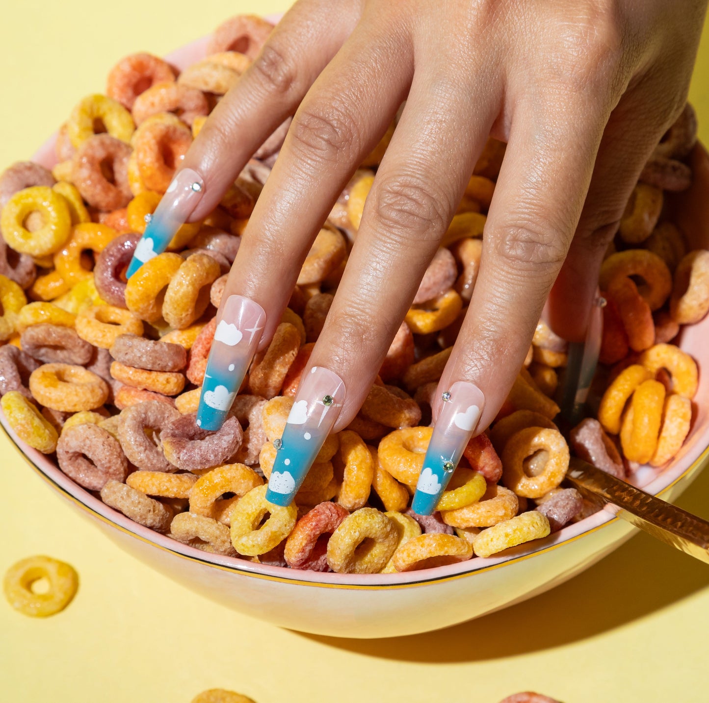 Blue Skies - Long Stiletto - Press on Nails
