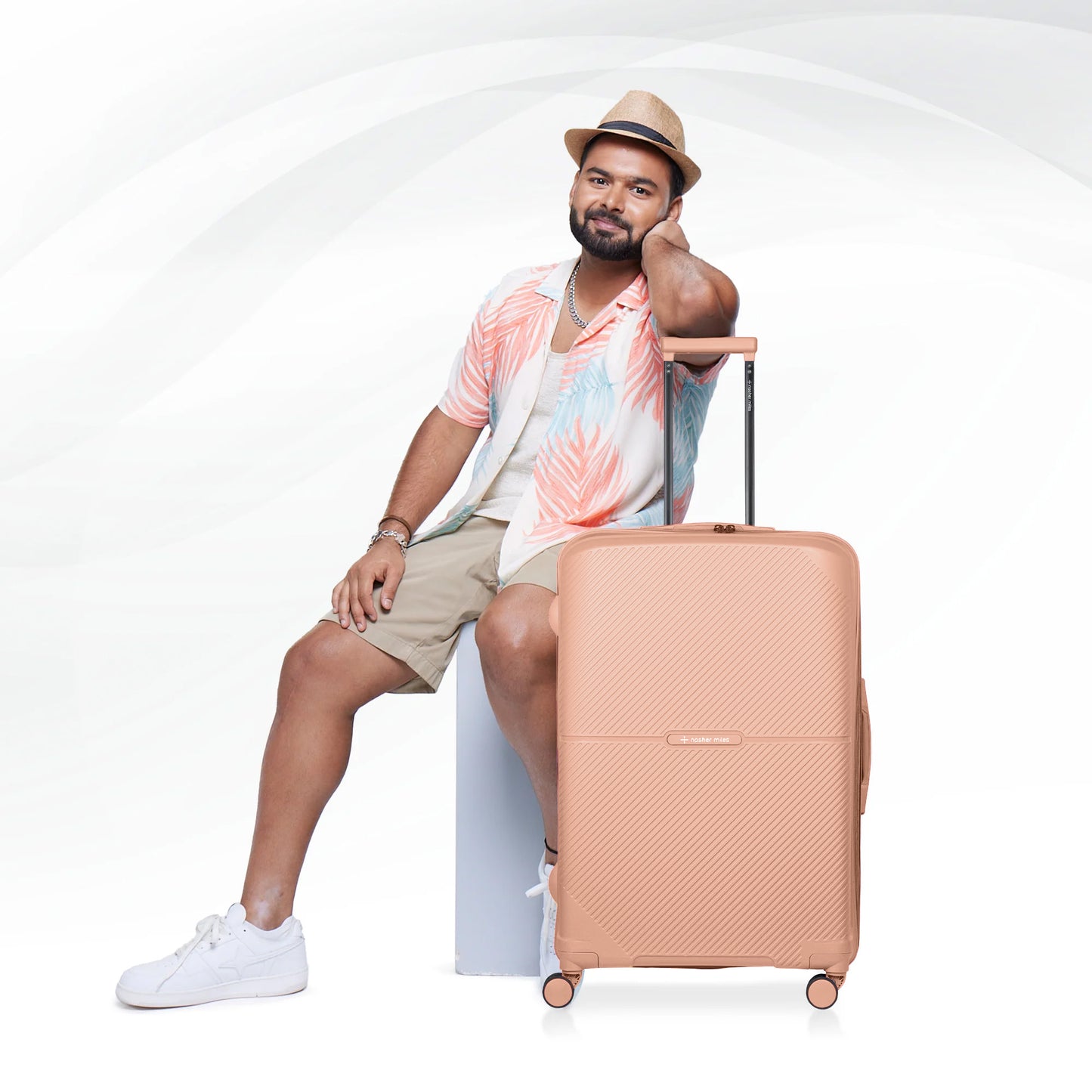 Nasher Miles Hawaii TSA Lock and Anti-Theft Hard-Sided Polypropylene Check-in Luggage Peach 28 inch |75 Trolley Bag | Suitcase