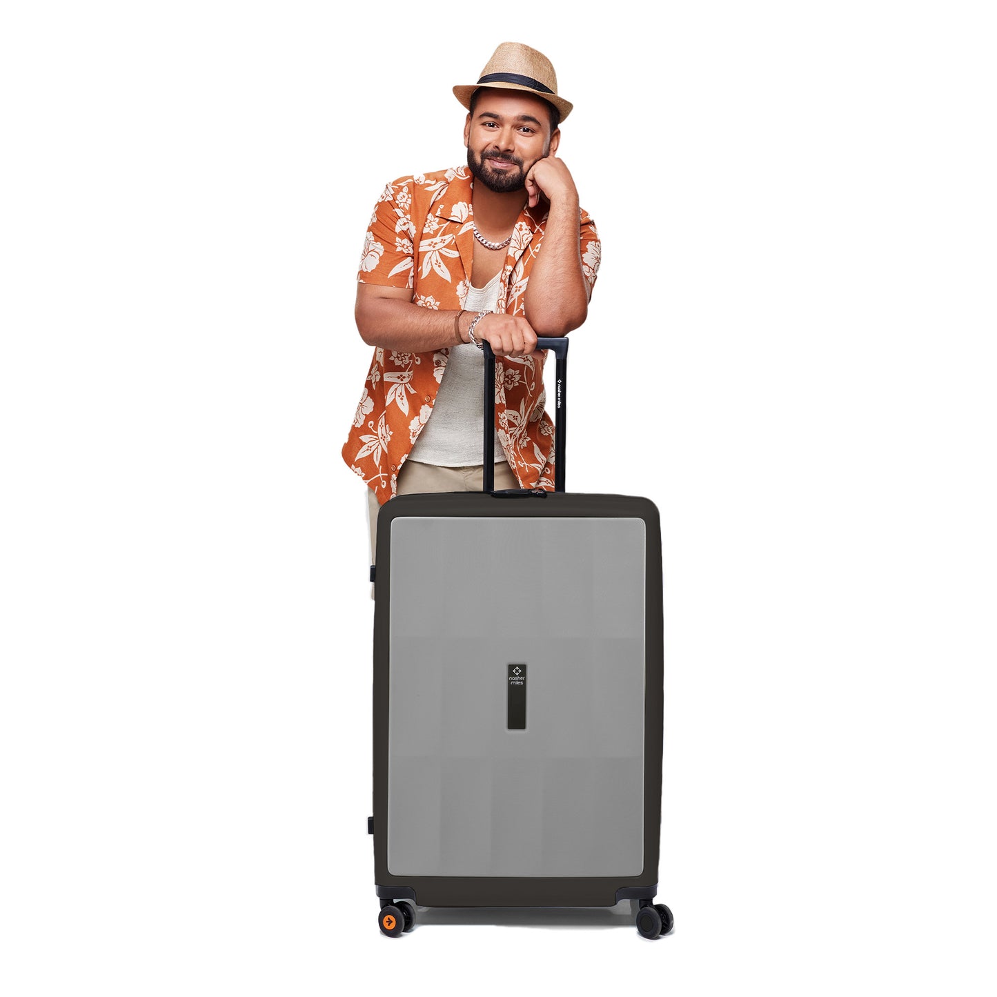 Nasher Miles Zanzibar TSA Lock Hard-Sided Polycarbonate Check-in Luggage Grey Black 24 inch |65 Trolley Bag| Suitcase