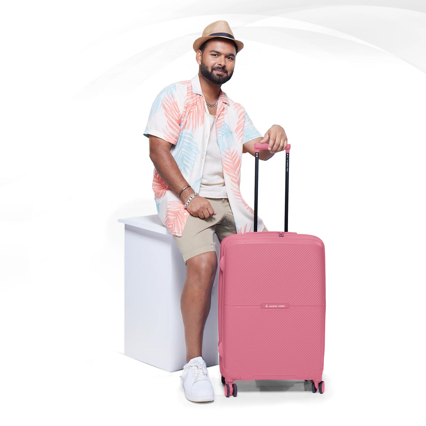 Nasher Miles Hawaii TSA Lock and Anti-Theft Hard-Sided Polypropylene Check-in Luggage Pink 24 inch |65 Trolley Bag | Suitcase