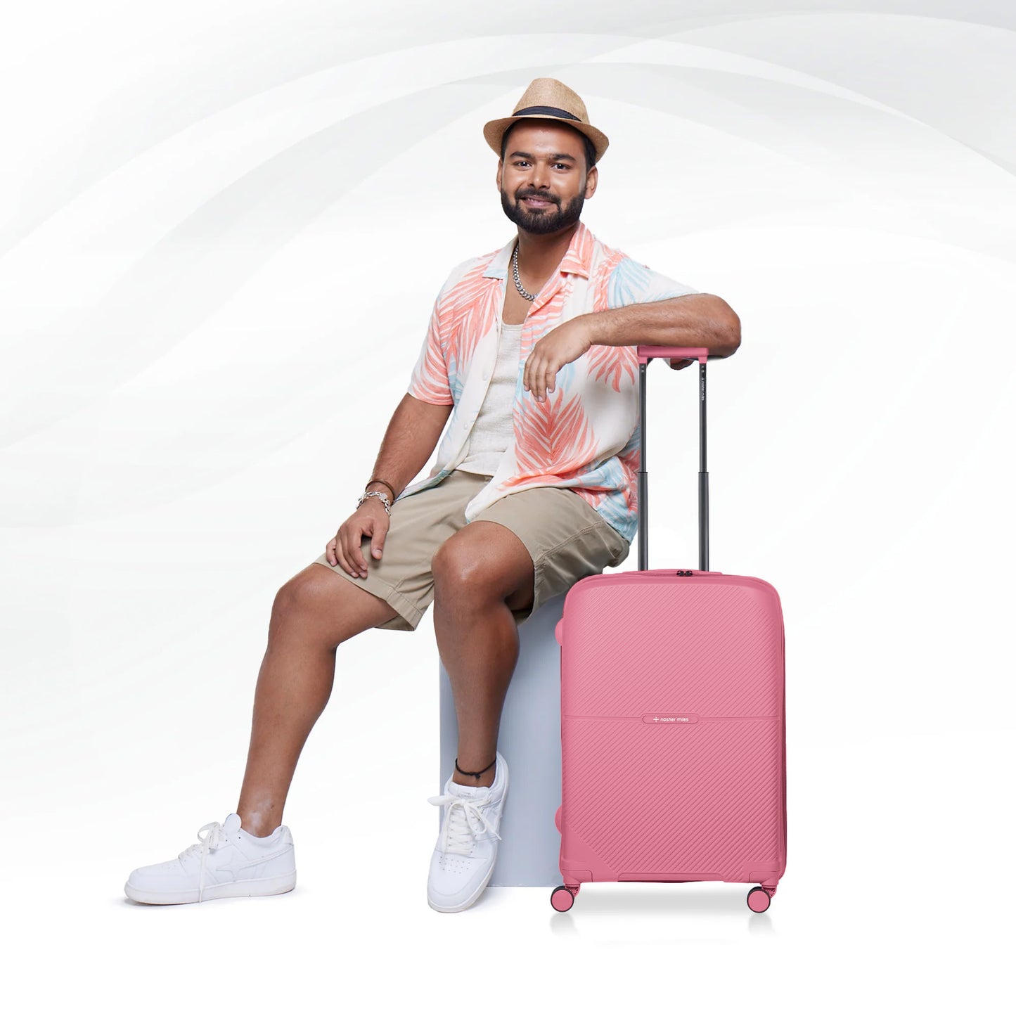 Nasher Miles Hawaii TSA Lock and Anti-Theft Hard-Sided Polypropylene Cabin Luggage Pink 20 inch |55 Trolley Bag | Suitcase