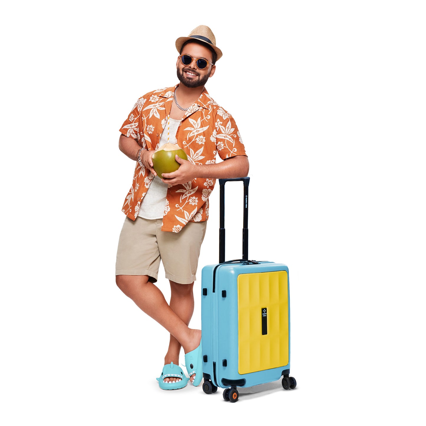 Nasher Miles Zanzibar TSA Lock Hard-Sided Polycarbonate Cabin Luggage Yellow Blue 20 inch |55 Trolley Bag| Suitcase