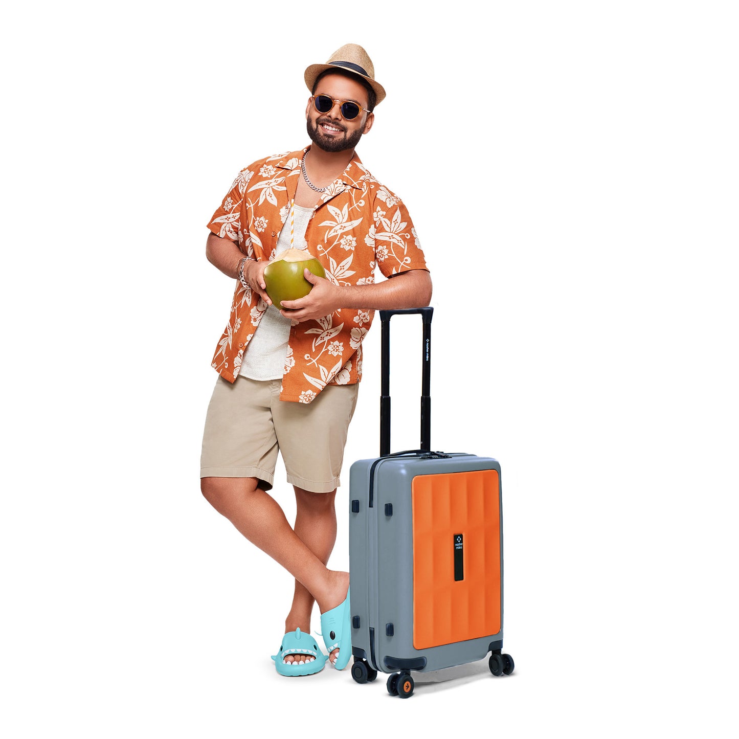 Nasher Miles Zanzibar TSA Lock Hard-Sided Polycarbonate Cabin Luggage Orange Grey 20 inch |55 Trolley Bag| Suitcase