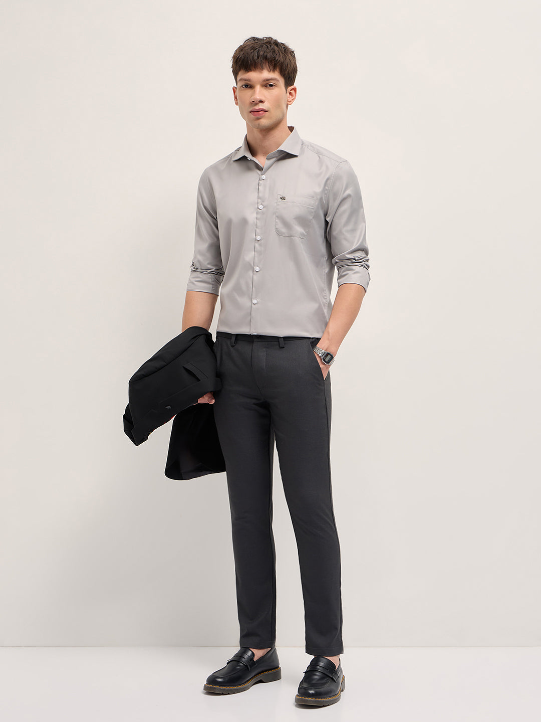 Men Solid Tailored Fit Formal Shirt TBH-LAXEN-GY