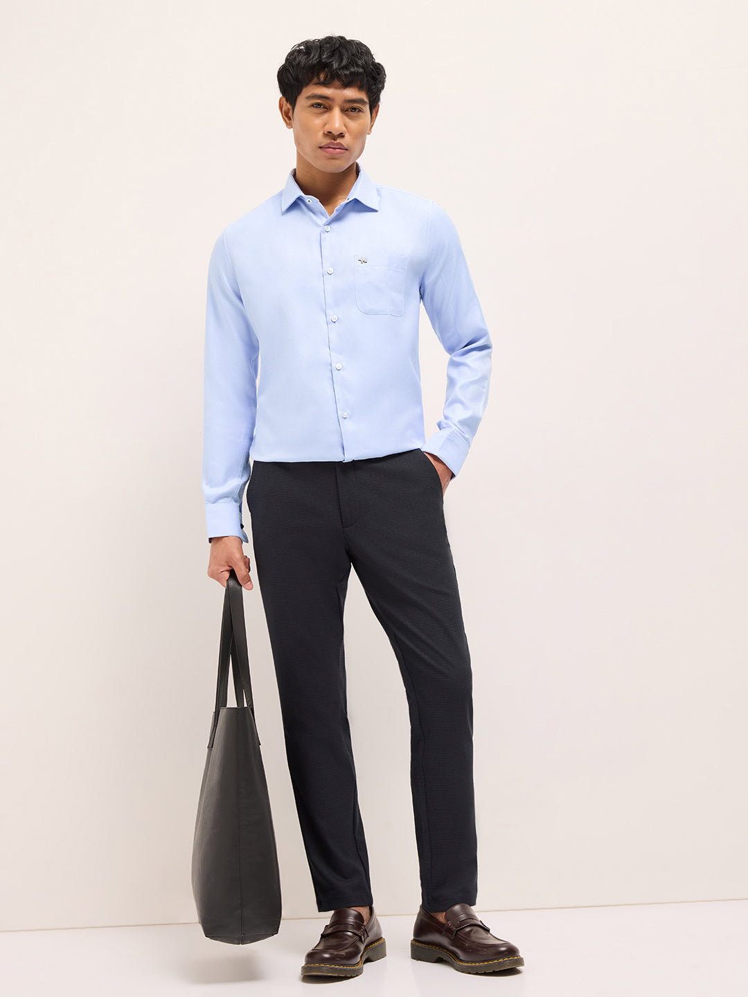 Men Woven Striped Tailored Fit Formal Shirt TBH-NEVIL-BL