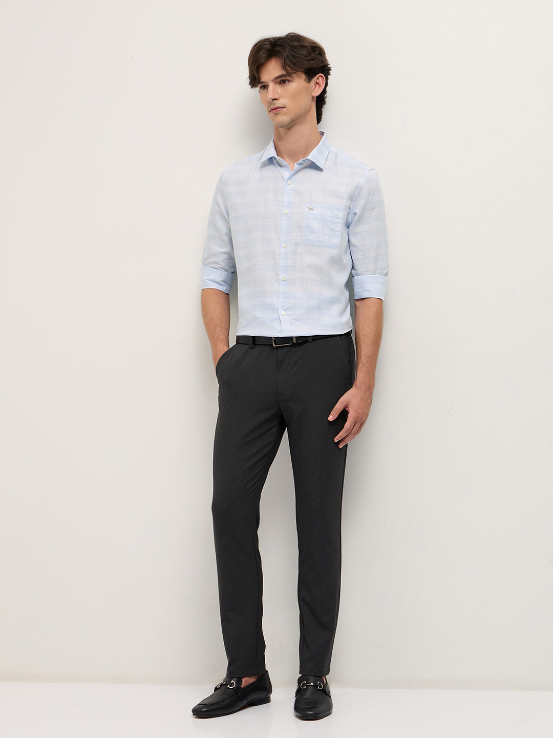 Men Cotton Checked Tailored Fit Formal Shirt TBH-TRIMO-BL