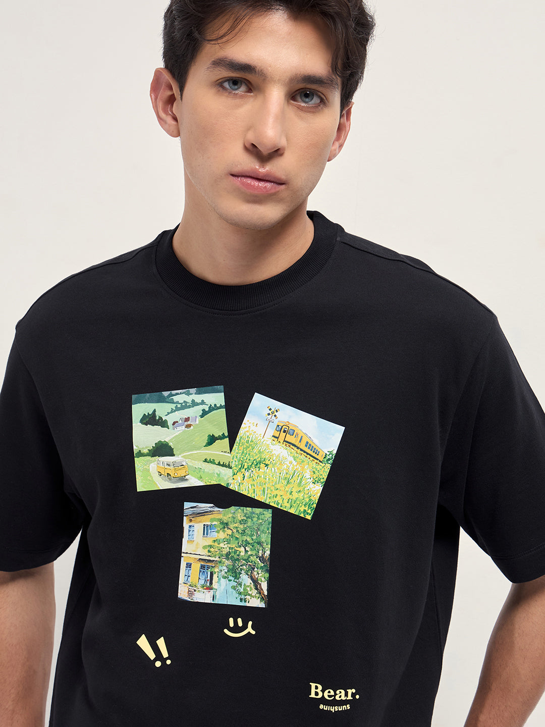 Men Pure Cotton Crew Neck Oversize Fit Tshirt TSH-BATOR-BK