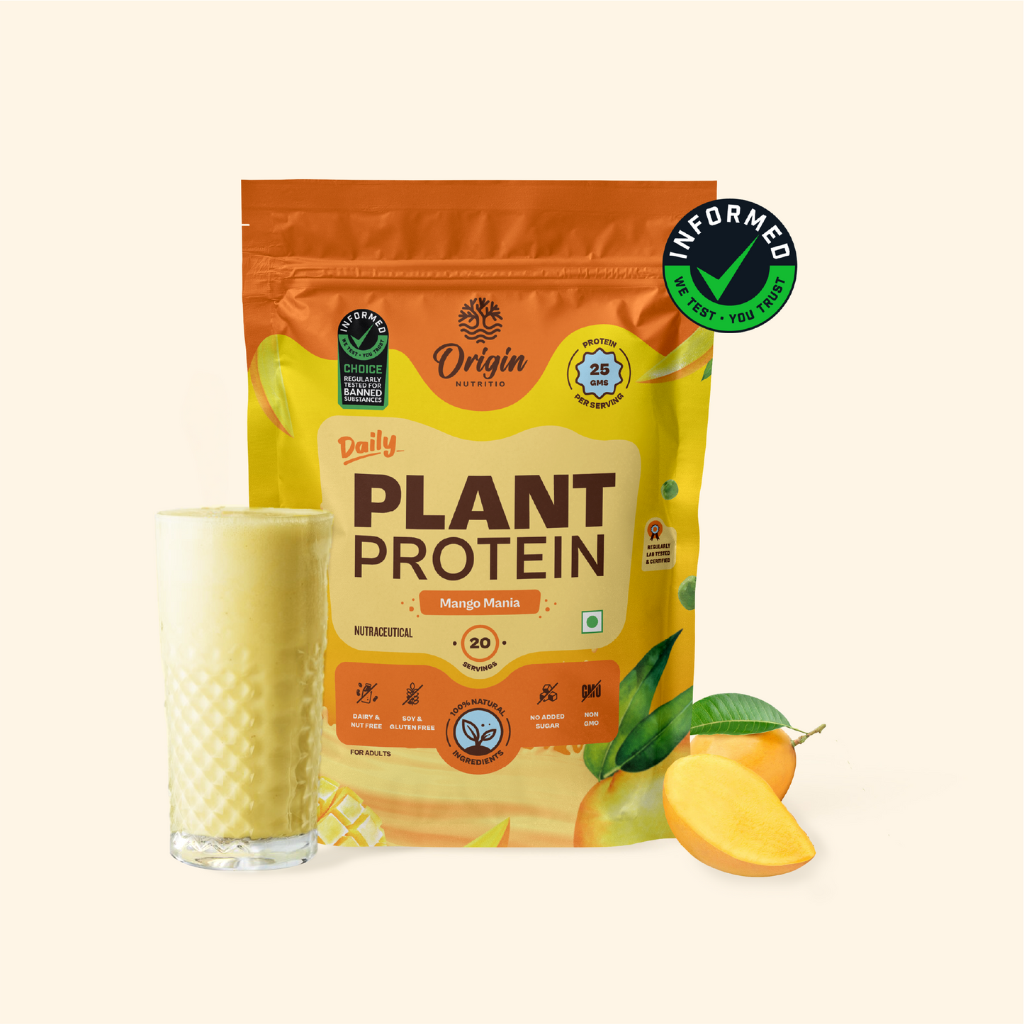 Origin Nutrition Daily Plant Protein Mango Mania