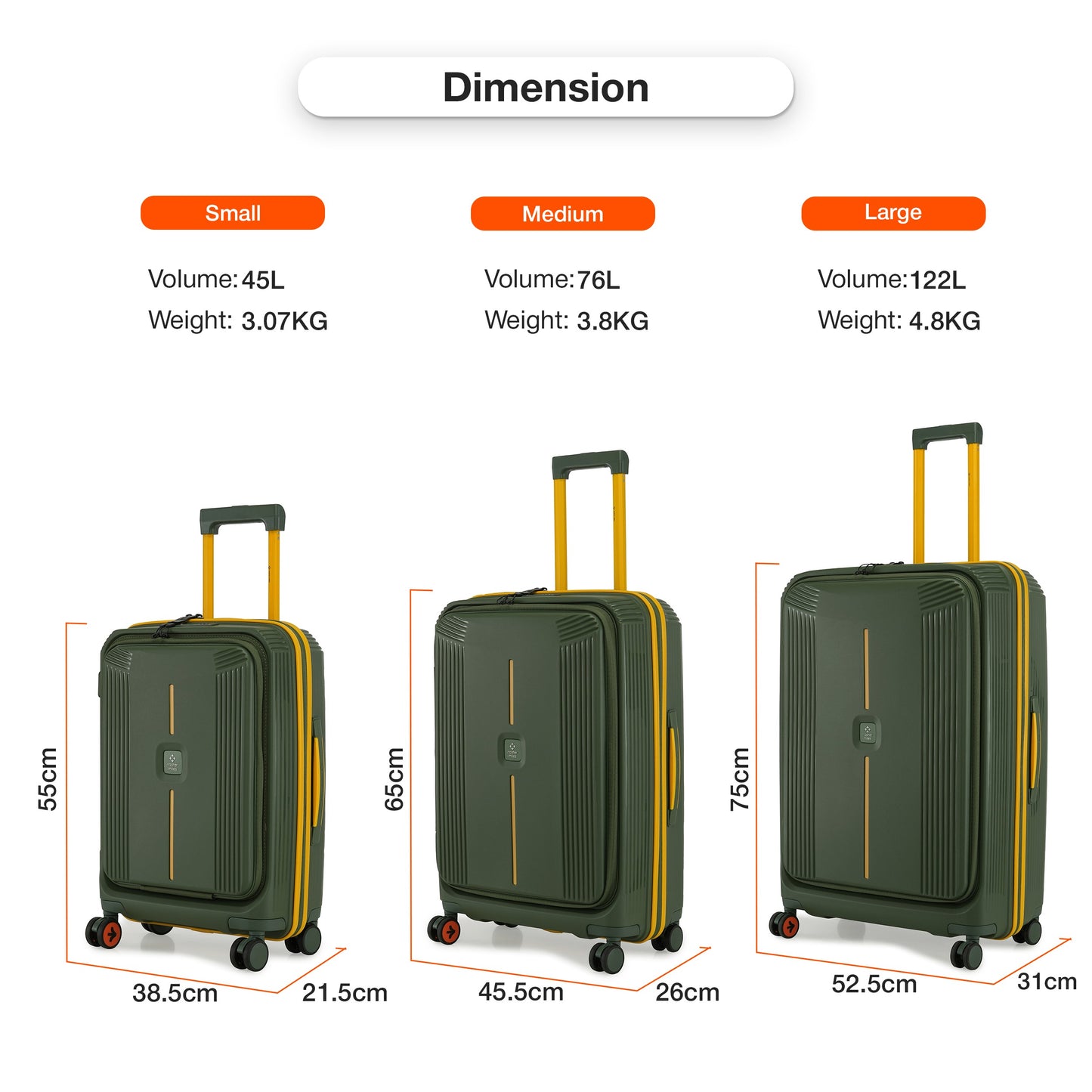 Nasher Miles Alexandria Hard-Sided Polypropylene TSA Lock Check-in Luggage 24 inch | 65cm | 8 Wheels Medium Trolley Bag for Travel | Suitcase (Green Yellow)