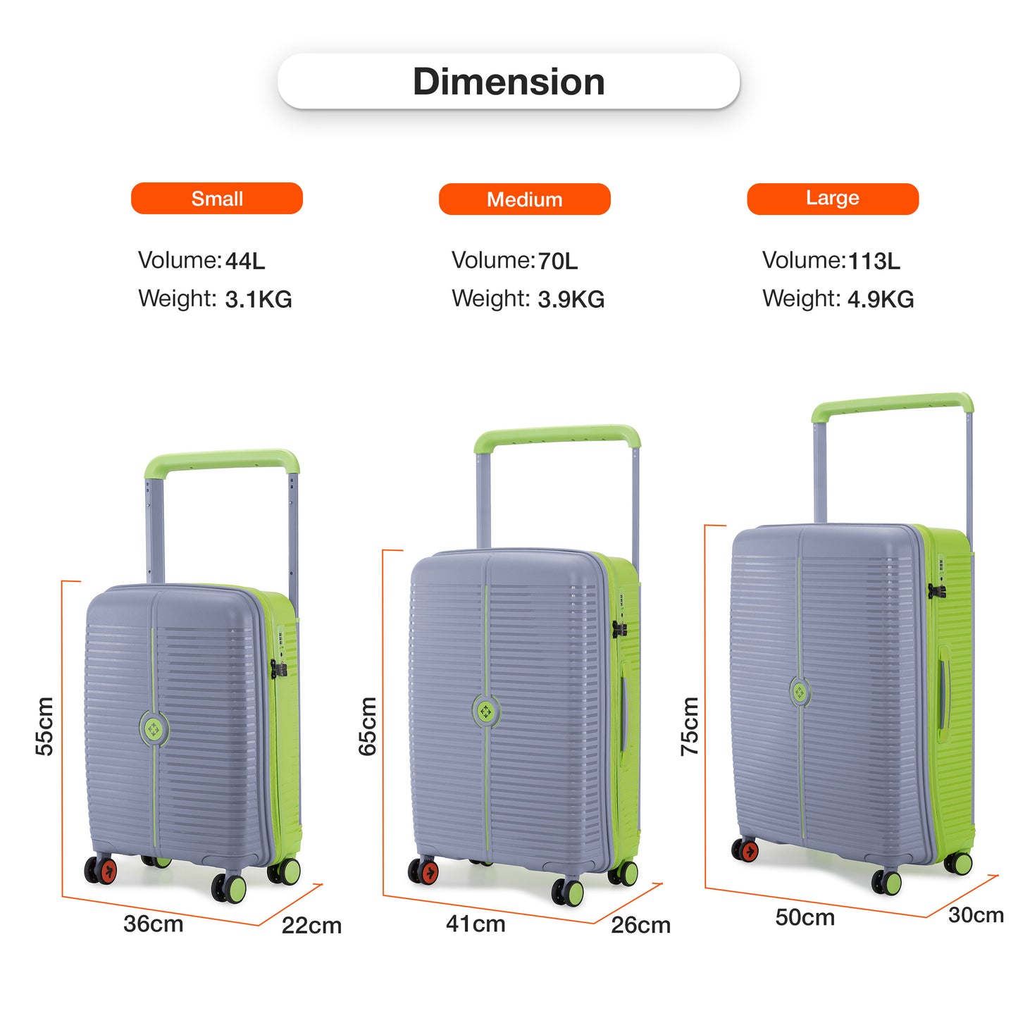 Nasher Miles Dubai TSA Lock Hard-Sided Polypropylene Cabin Luggage 20 inch | 55cm | 8 Wheels Small Trolley Bag for Travel | Suitcase (Grey Green)