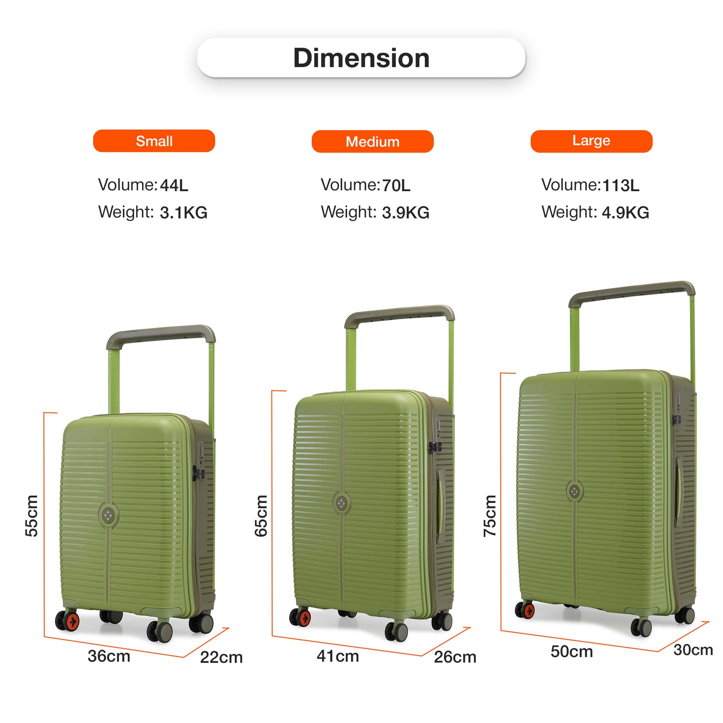 Nasher Miles Dubai TSA Lock Hard-Sided Polypropylene Cabin Luggage 20 inch | 55cm | 8 Wheels Small Trolley Bag for Travel | Suitcase (Green Brown)