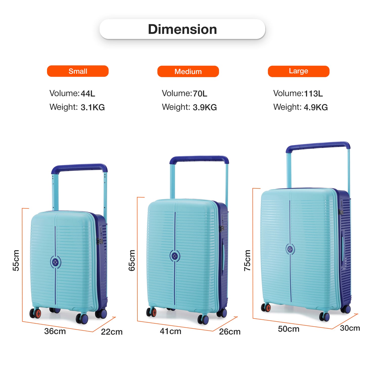 Nasher Miles Dubai TSA Lock Hard-Sided Polypropylene Check-in Luggage 24 inch | 65cm | 8 Wheels Medium Trolley Bag for Travel | Suitcase (Green Navy Blue)