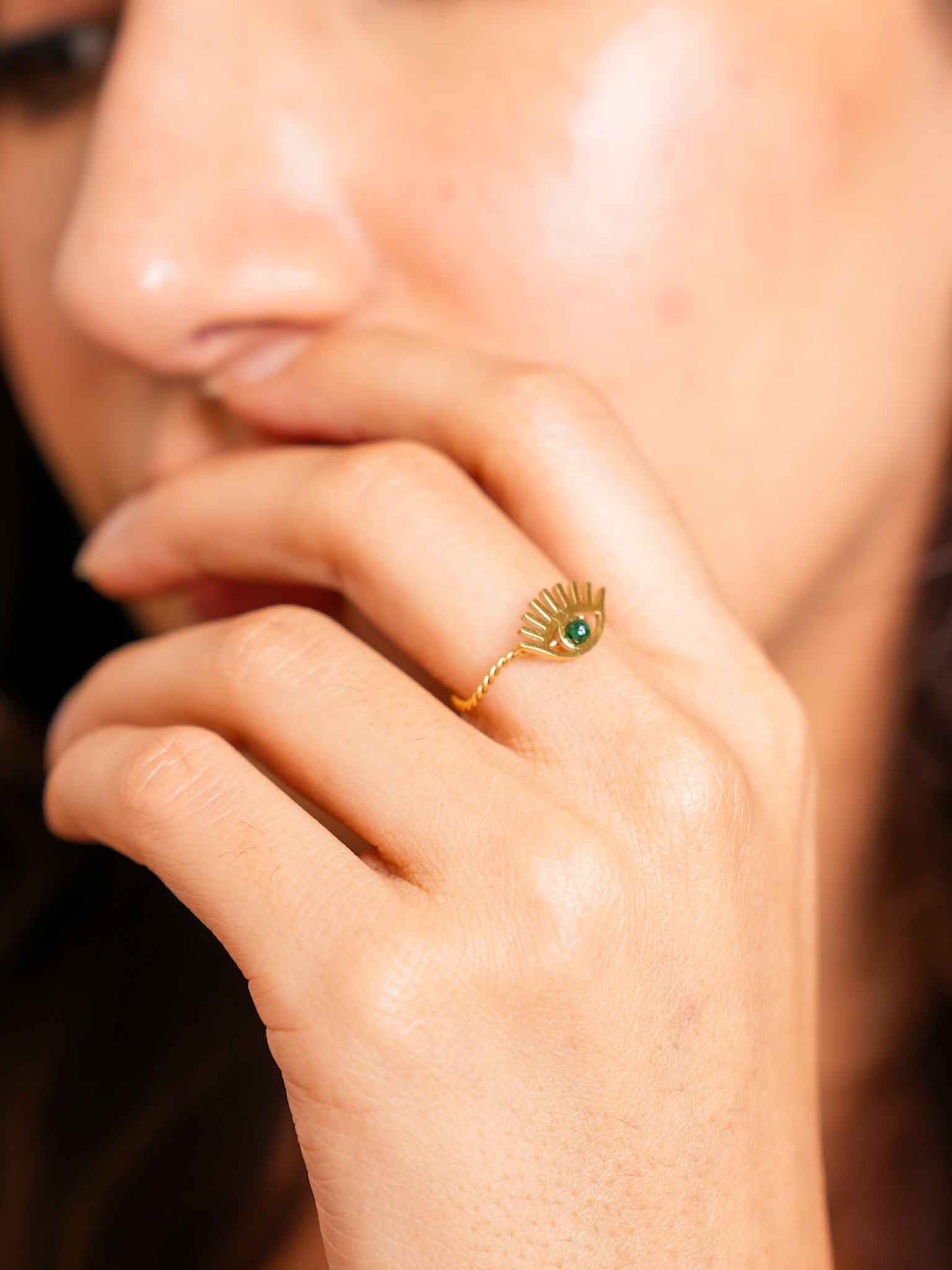 Delicate Evil Eye - Adjustable Ring | Nish HairX Evil Eye Jewel