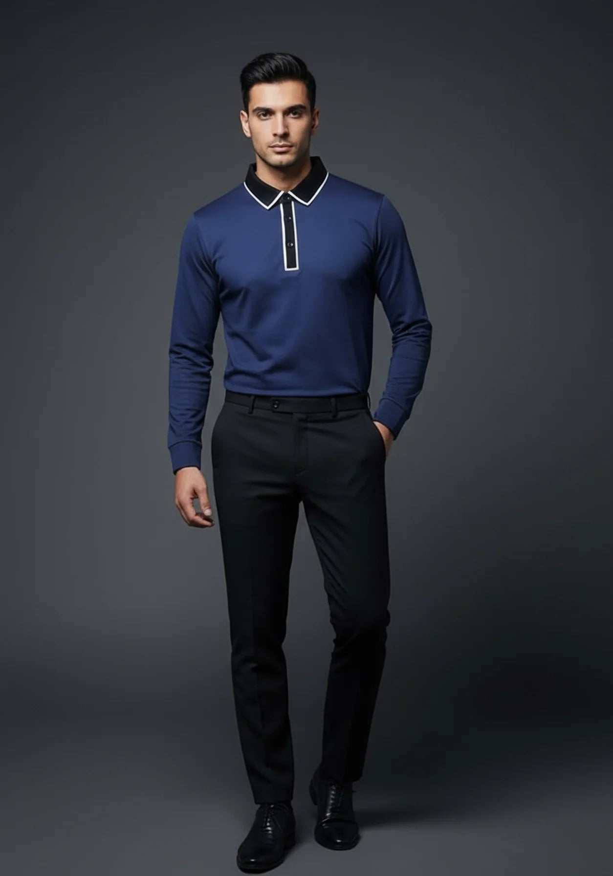 Classic Full Sleeve Polo Blue