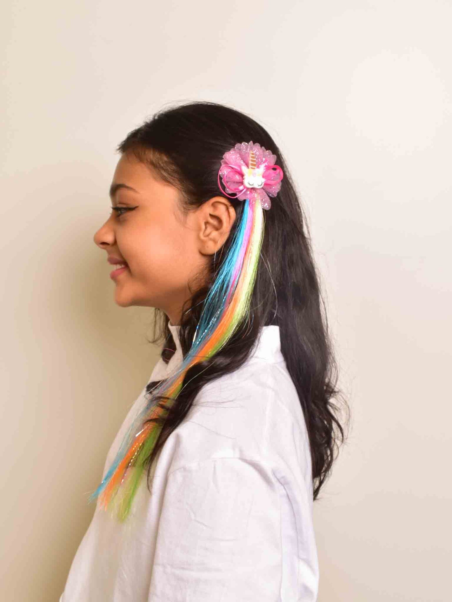 Unicorn Clip in coloured hair extensions for kids