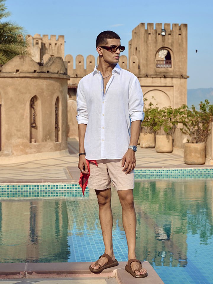 Amalfi White Solid Linen Shirt