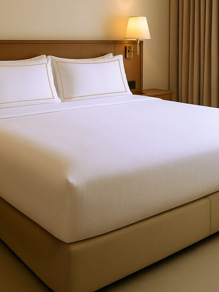 Cloud White Bordered Fitted Bed Set