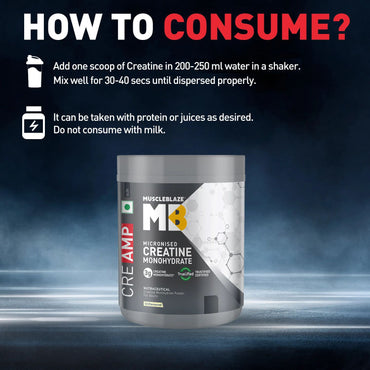 MuscleBlaze Creatine Monohydrate CreAMP™, Unflavoured, 250g
