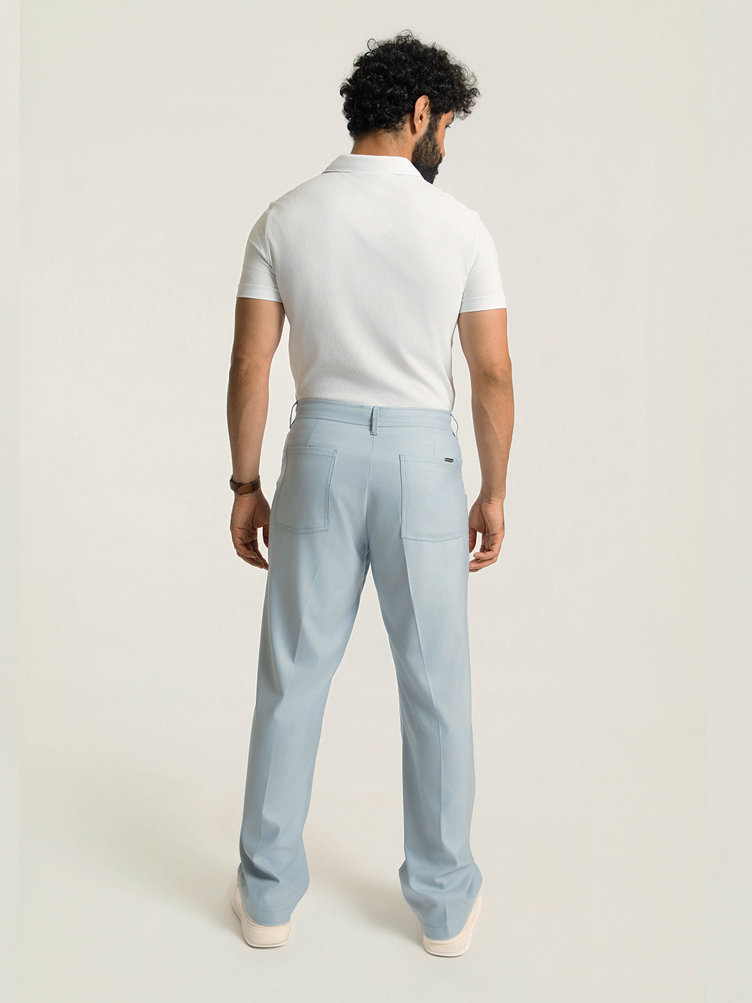 Korean Sky Blue Relaxed Fit Pintuck Pants