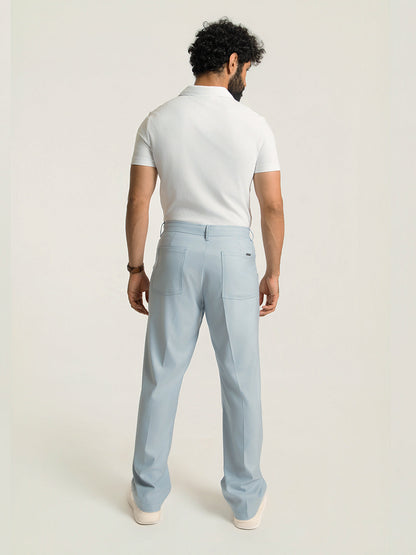Korean Sky Blue Relaxed Fit Pintuck Pants