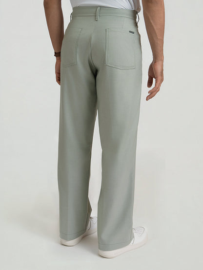 Korean Green Relaxed Fit Pintuck Pants