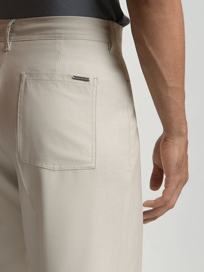 Korean Cream Relaxed Fit Pintuck Pants